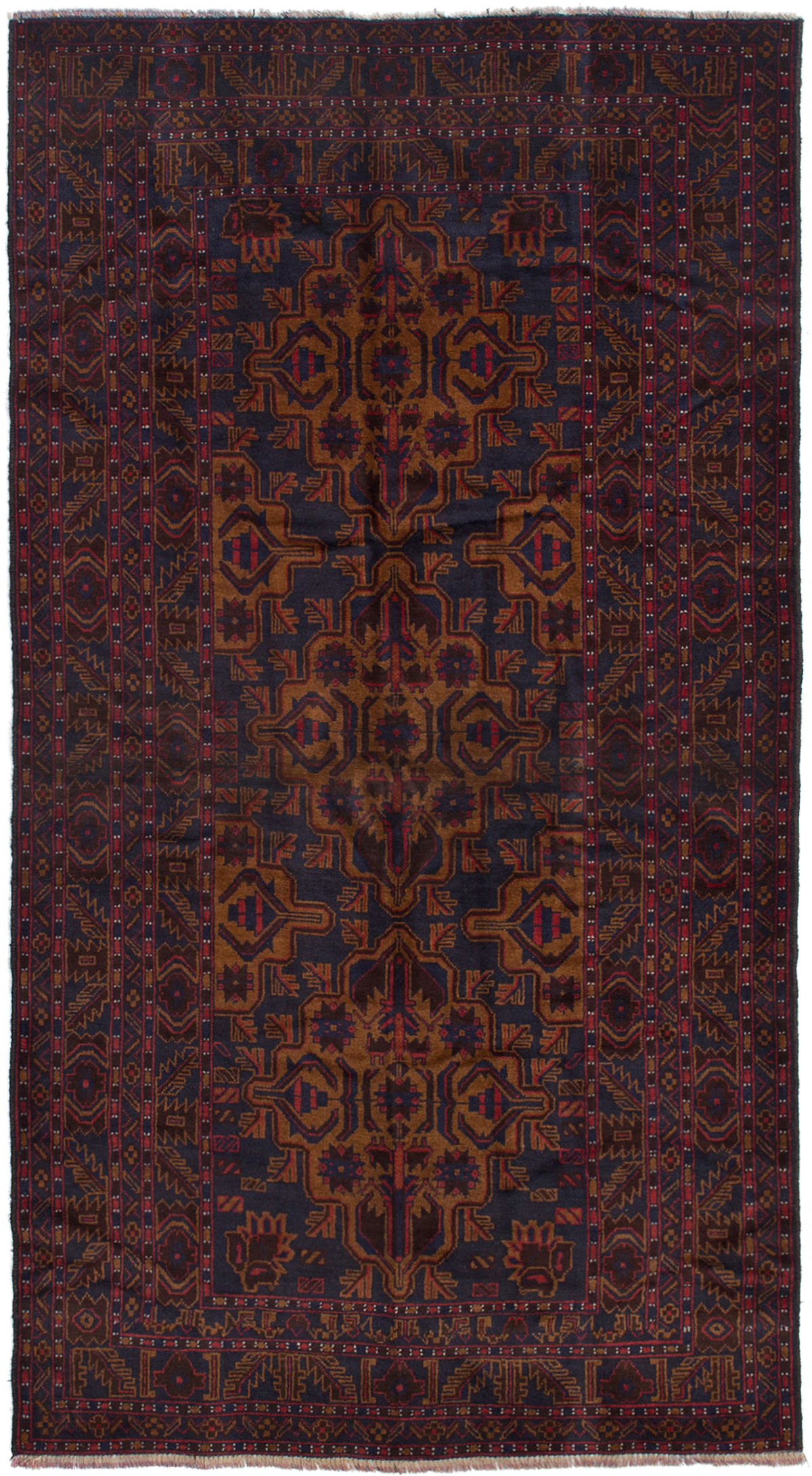 Hand-knotted Rizbaft Dark Brown, Light Brown Wool Rug 3'9" x 7'1" Size: 3'9" x 7'1"  