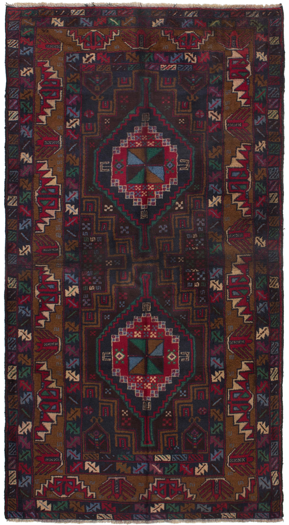 Hand-knotted Kazak  Wool Rug 3'3" x 6'2" Size: 3'3" x 6'2"  