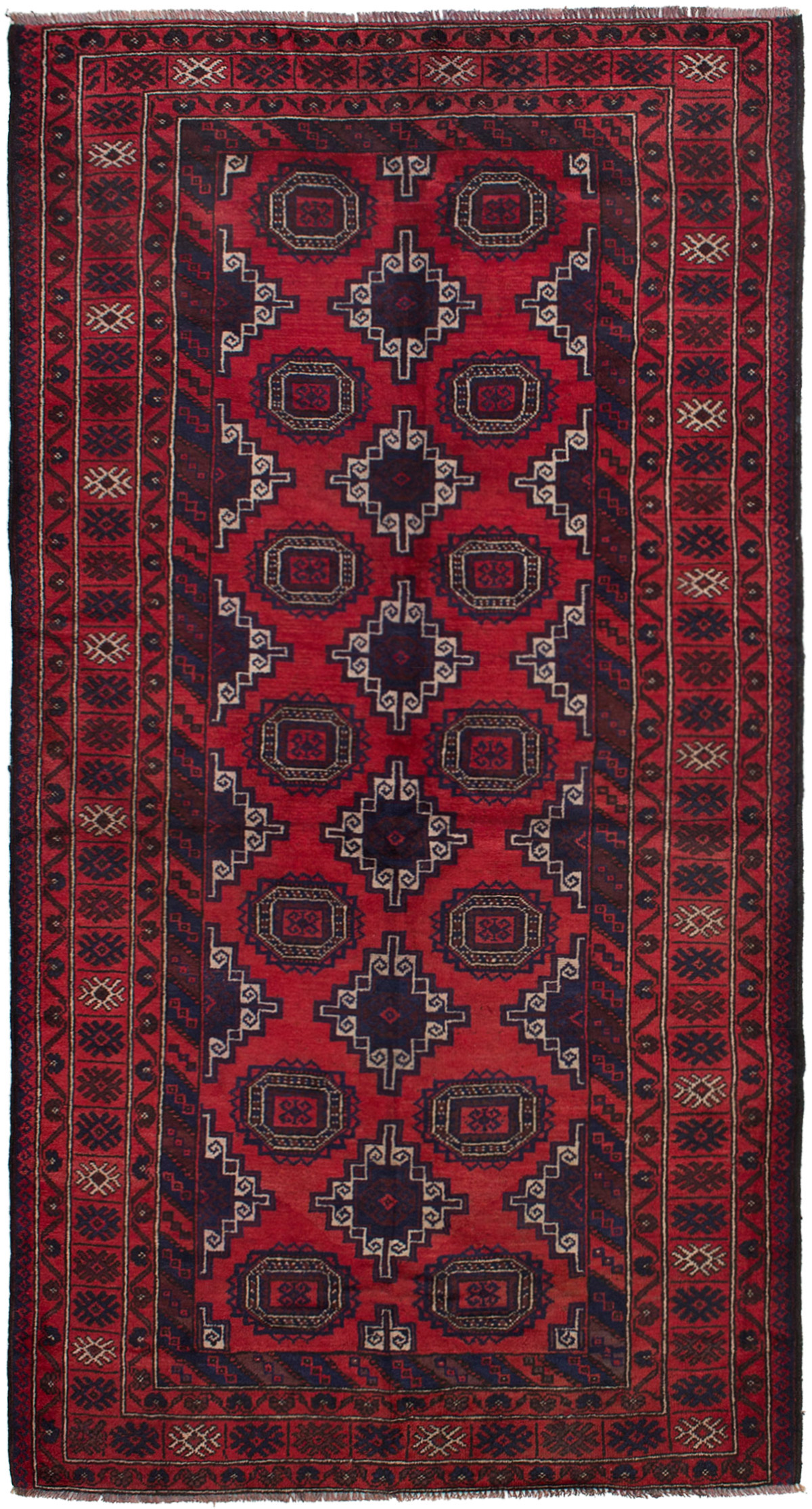 Hand-knotted Rizbaft Red Wool Rug 3'11" x 7'7" Size: 3'11" x 7'7"  