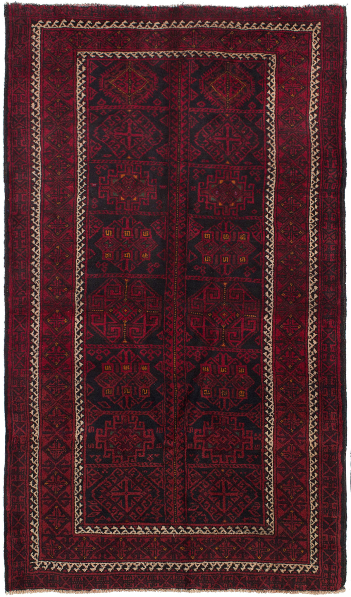 Hand-knotted Teimani Dark Red Wool Rug 3'10" x 6'7" Size: 3'10" x 6'7"  