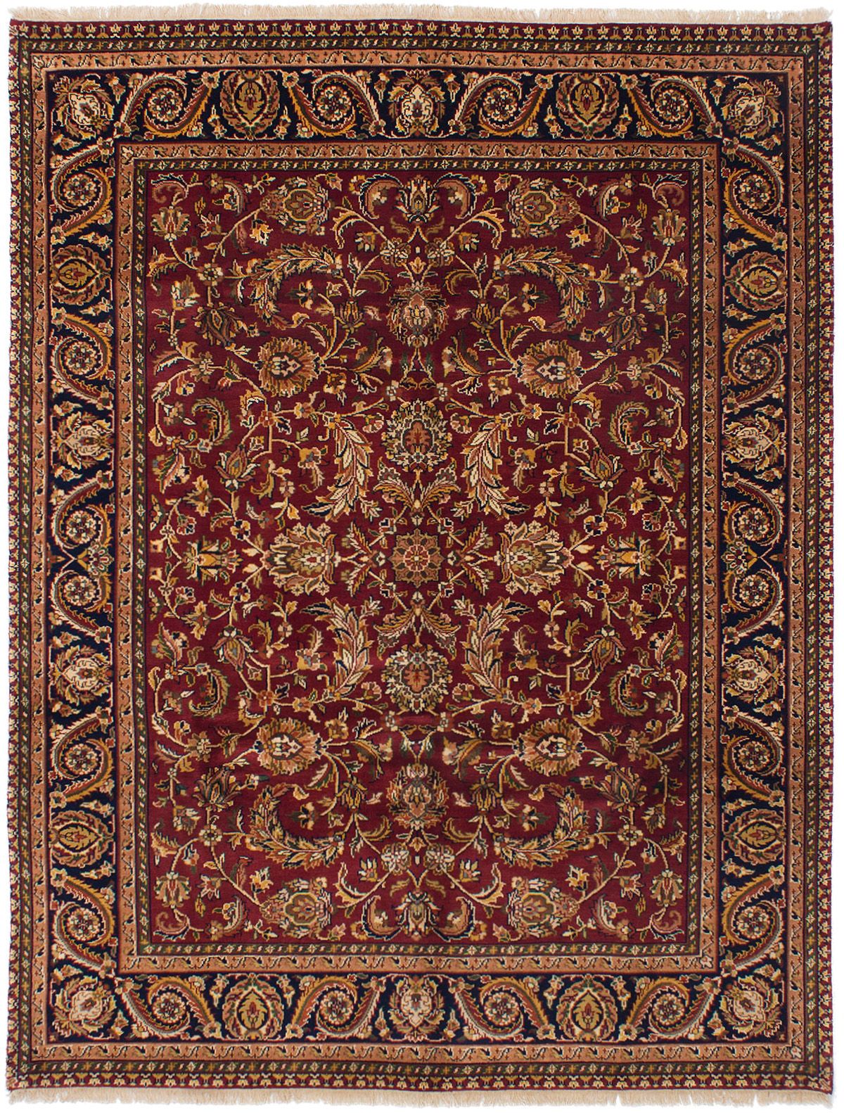 Hand-knotted Finest Agra Jaipur Dark Red Wool Rug 7'9" x 10'1" Size: 7'9" x 10'1"  