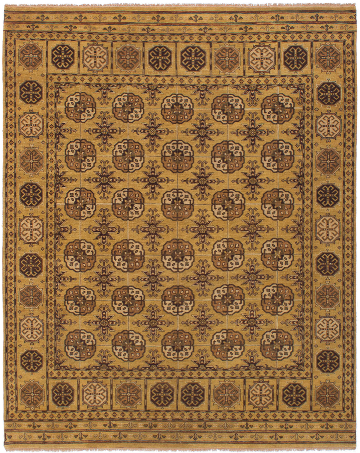 Hand-knotted Finest Agra Jaipur Light Brown Wool Rug 7'11" x 9'10" Size: 7'11" x 9'10"  