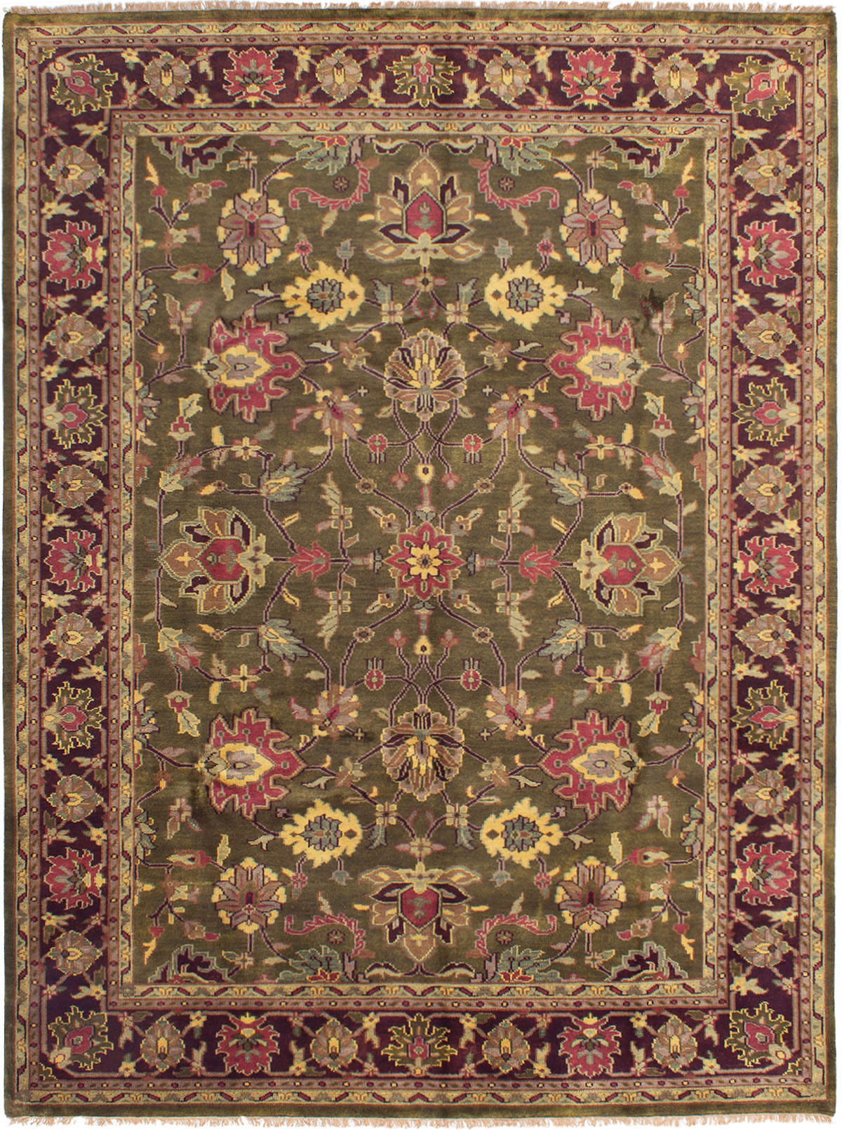 Hand-knotted Royal Mahal Green Wool Rug 8'6" x 11'6" Size: 8'6" x 11'6"  