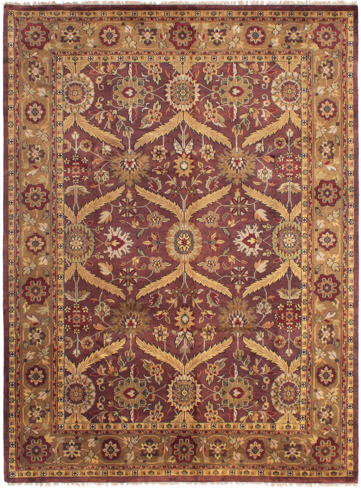 Hand-knotted Royal Mahal Dark Burgundy Wool Rug 8'6" x 11'6" Size: 8'6" x 11'6"  