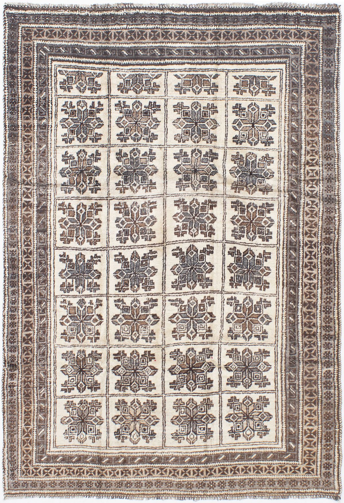 Hand-knotted Teimani Cream Wool Rug 6'5" x 9'3" Size: 6'5" x 9'3"  
