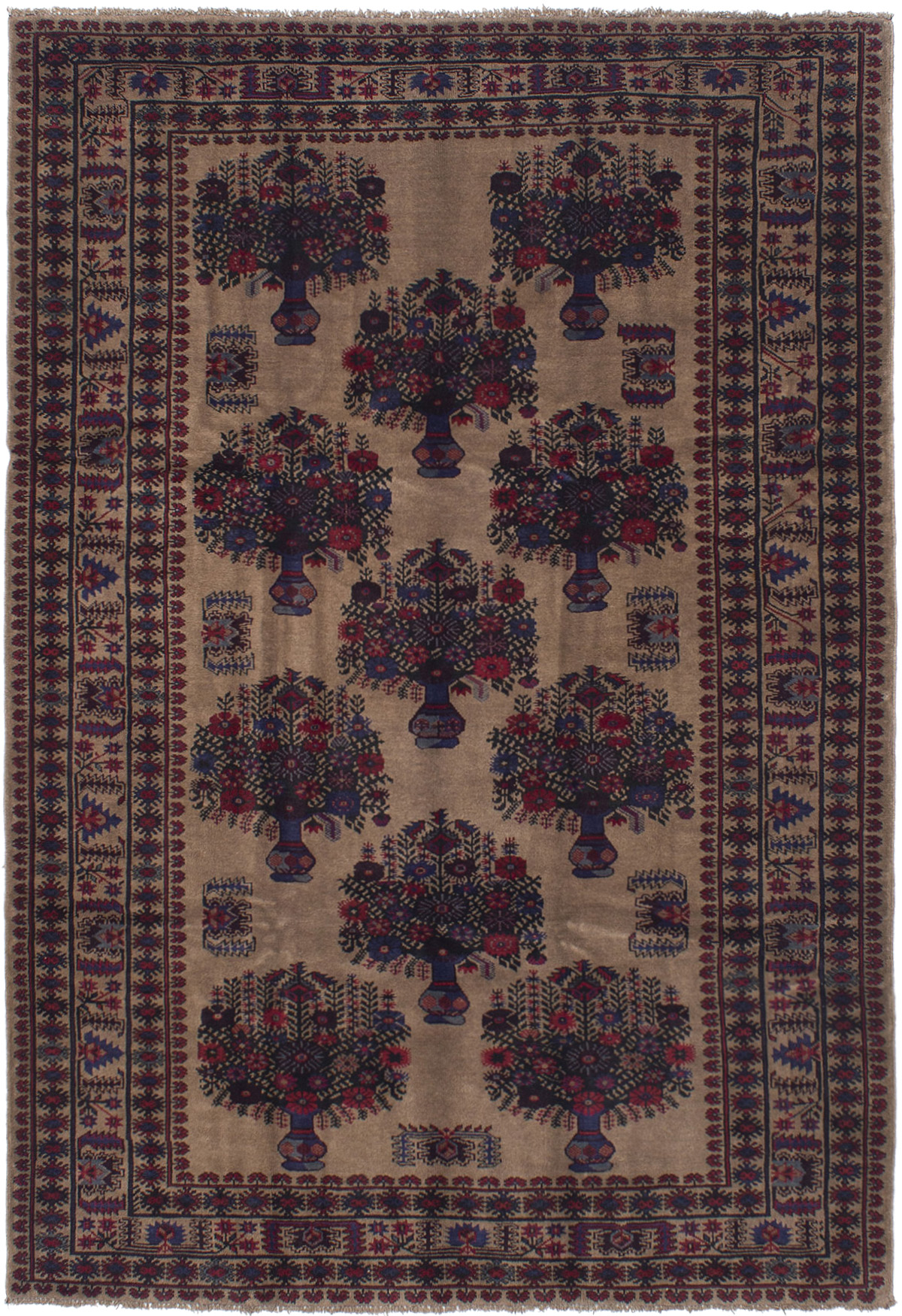 Hand-knotted Finest Rizbaft Tan Wool Rug 6'8" x 9'8" Size: 6'8" x 9'8"  