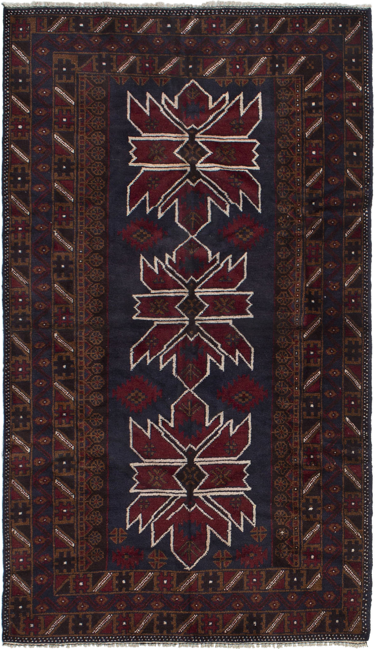 Hand-knotted Finest Rizbaft Brown Wool Rug 3'7" x 6'4"  Size: 3'7" x 6'4"  