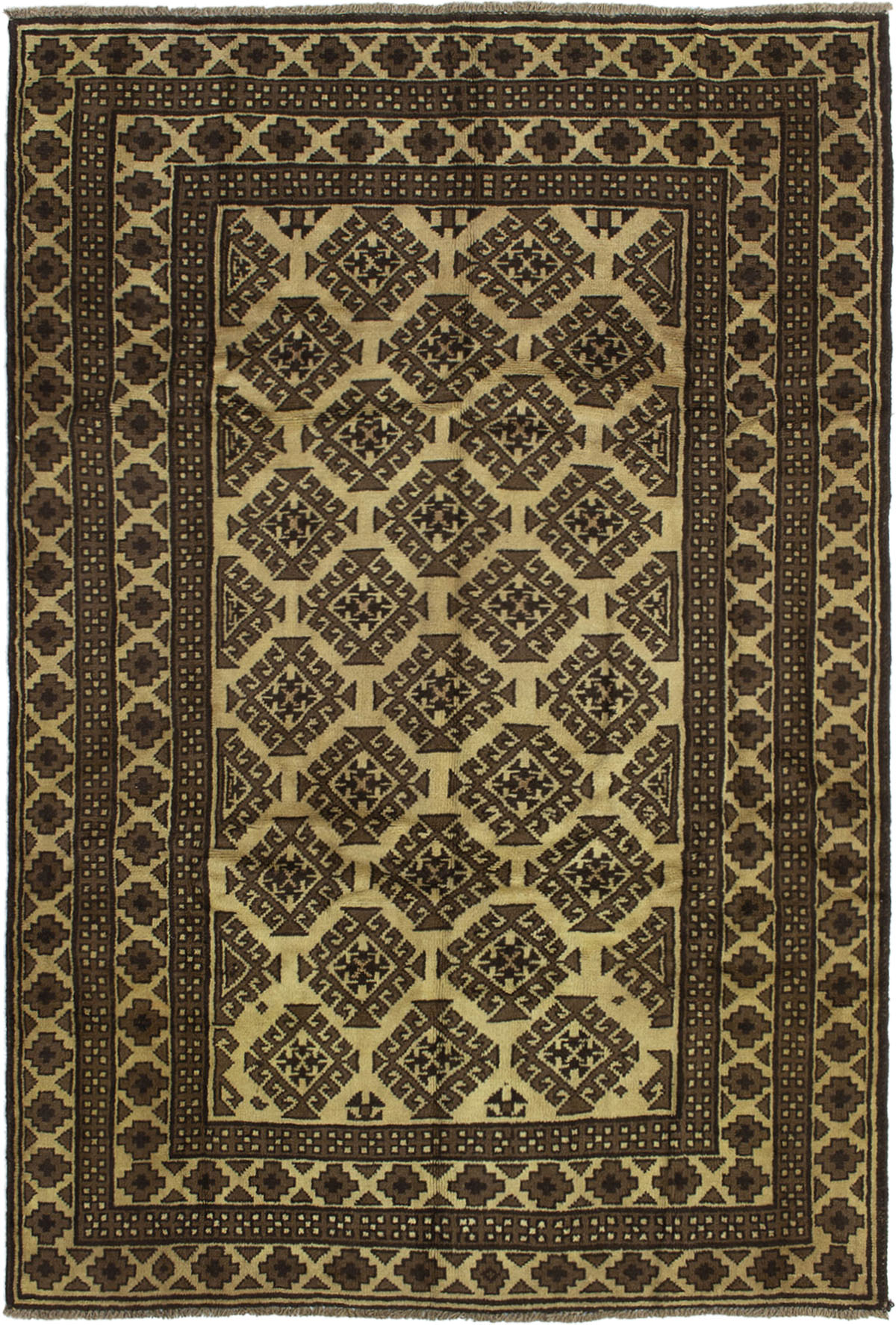 Hand-knotted Finest Rizbaft Brown Wool Rug 5'11" x 9'0" Size: 5'11" x 9'0"  