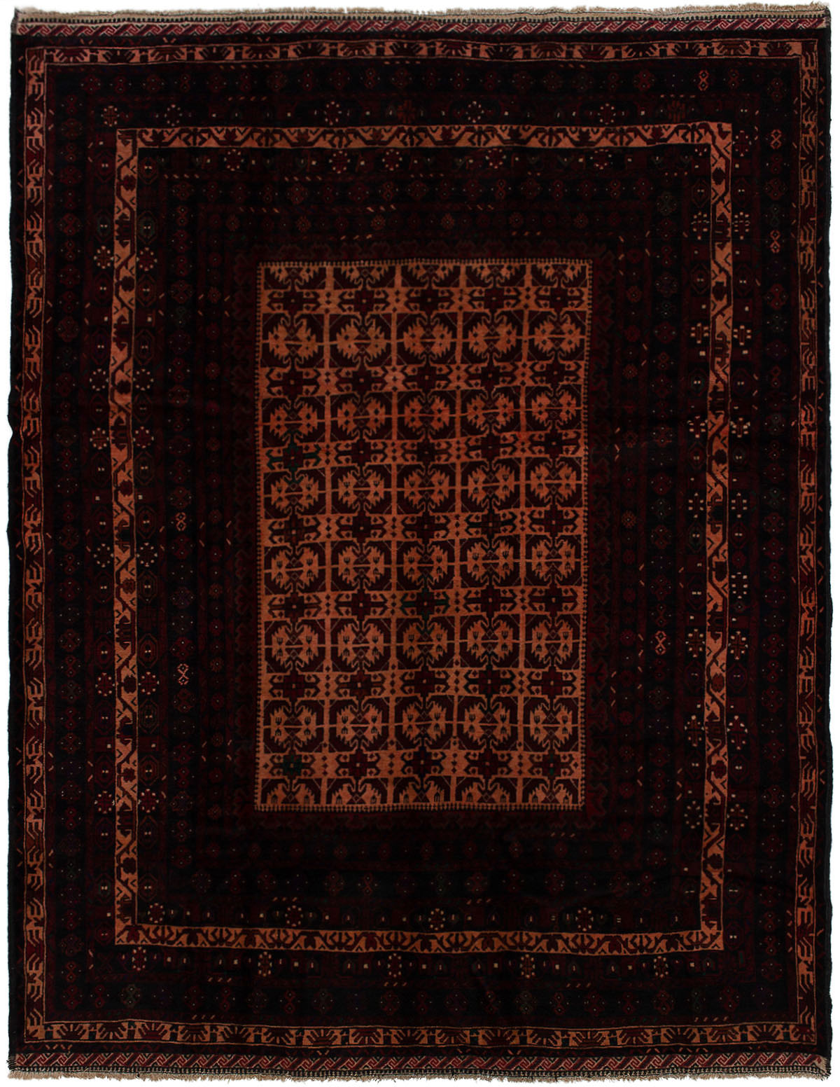 Hand-knotted Rizbaft Burgundy Wool Rug 6'11" x 8'6" Size: 6'11" x 8'6"  