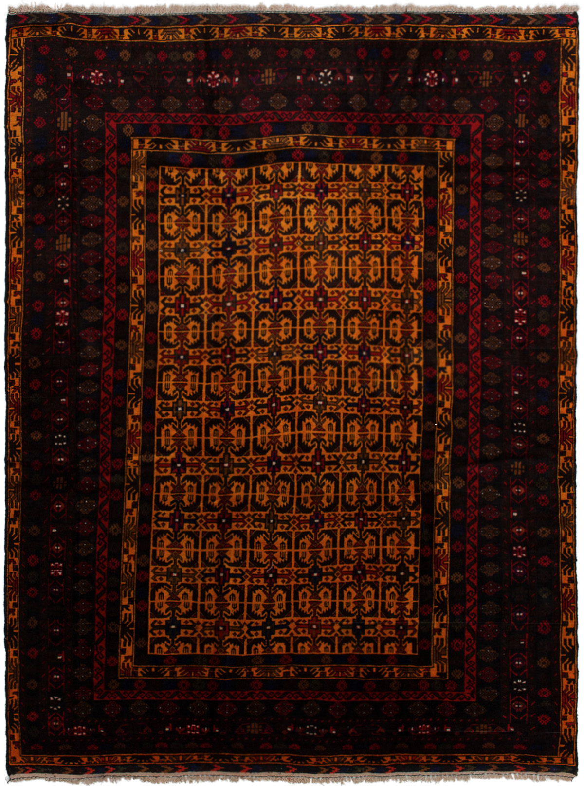 Hand-knotted Finest Rizbaft Dark Brown Wool Rug 6'3" x 8'6" Size: 6'3" x 8'6"  