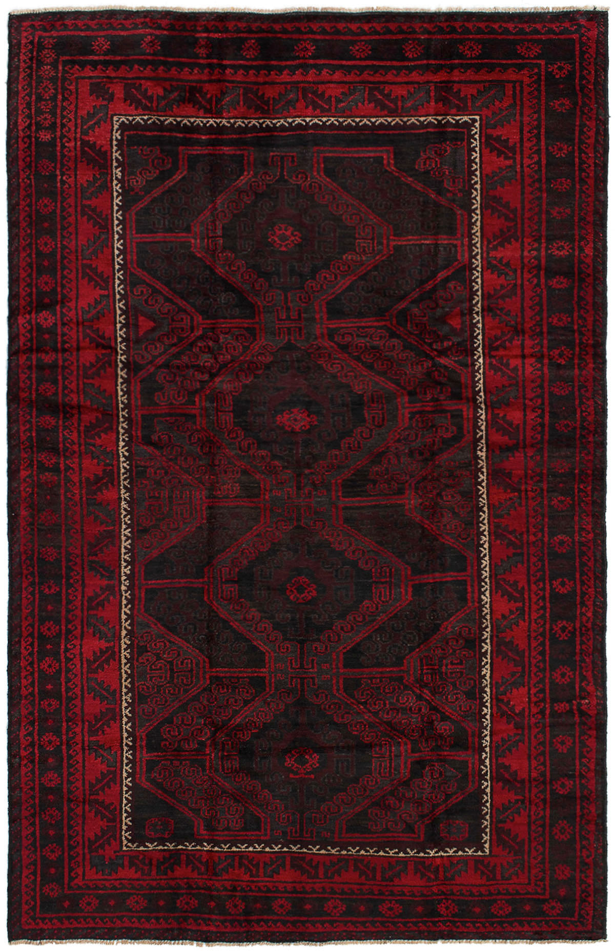 Hand-knotted Kazak Red Wool Rug 6'4" x 10'6" Size: 6'4" x 10'6"  