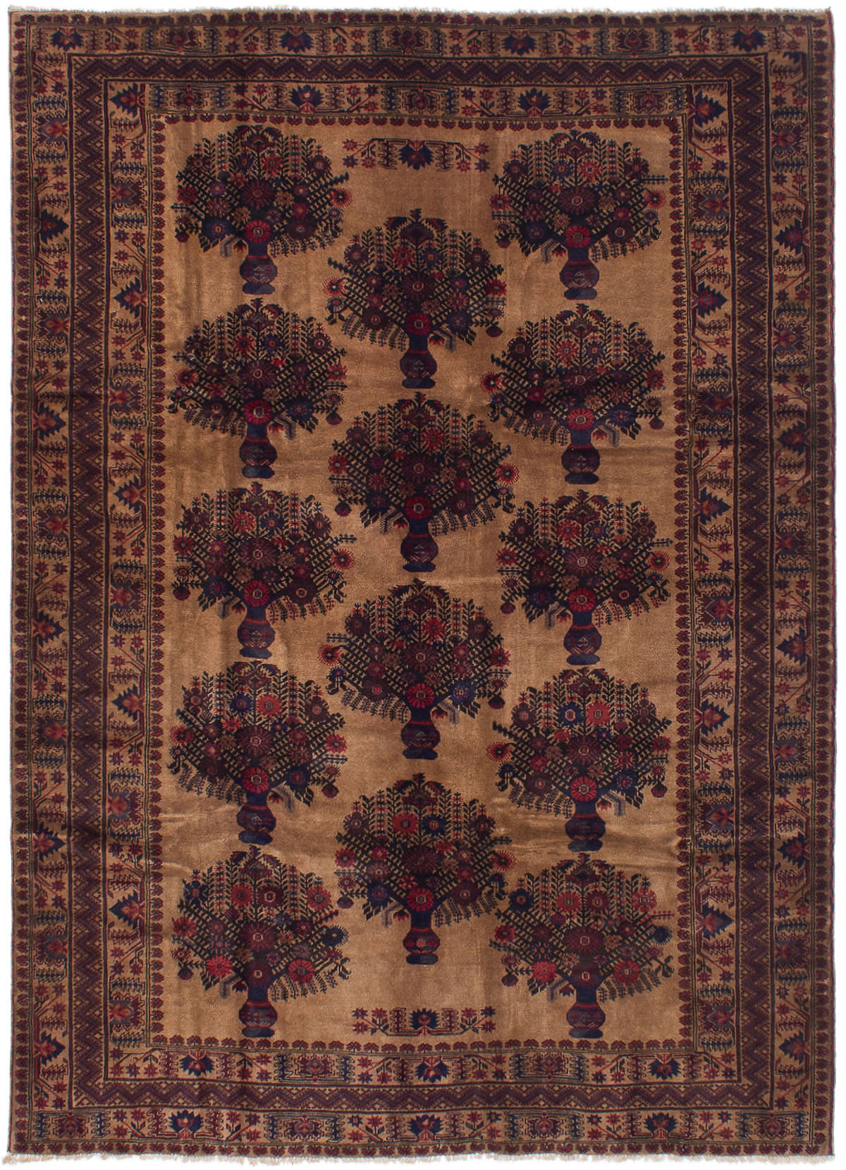 Hand-knotted Finest Rizbaft Tan Wool Rug 6'11" x 9'8" Size: 6'11" x 9'8"  