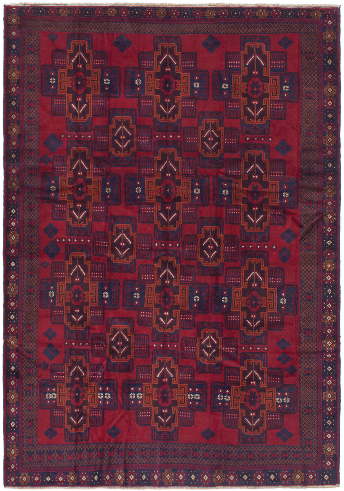 Hand-knotted Kazak Dark Red Wool Rug 6'5" x 9'3"  Size: 6'5" x 9'3"  