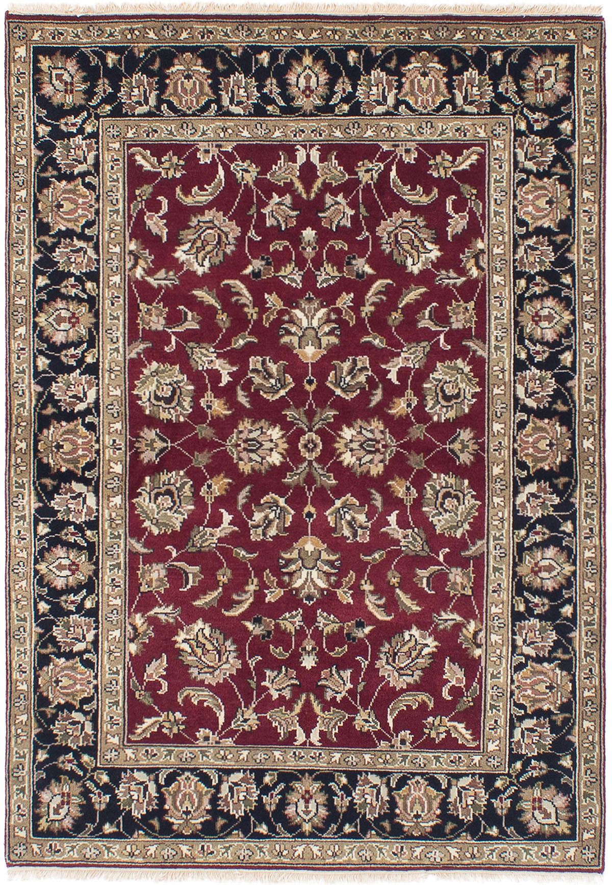 Hand-knotted Jamshidpour Dark Red Wool Rug 4'0" x 6'0"  Size: 4'0" x 6'0"  