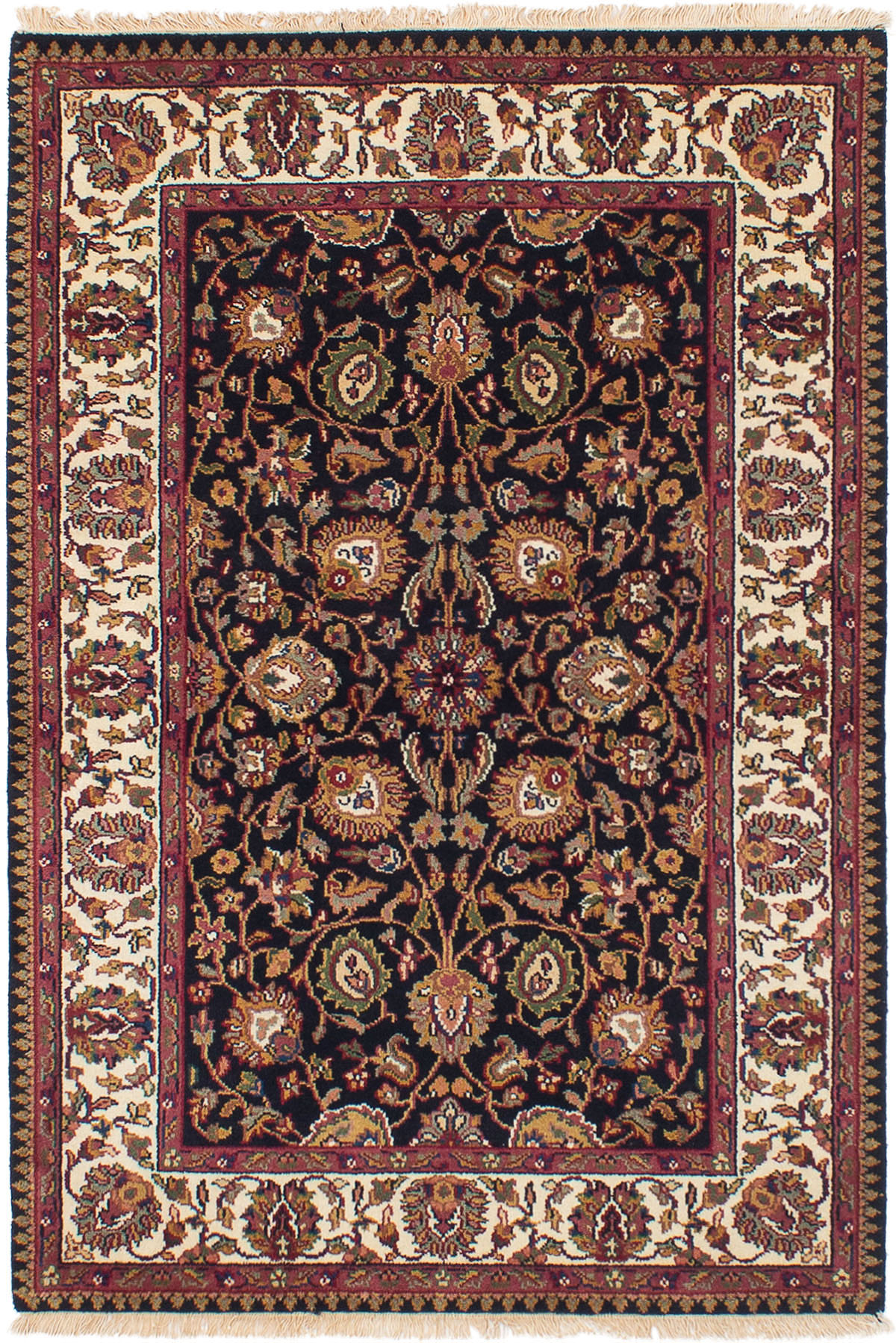 Hand-knotted Jamshidpour Black Wool Rug 4'0" x 6'0"  Size: 4'0" x 6'0"  