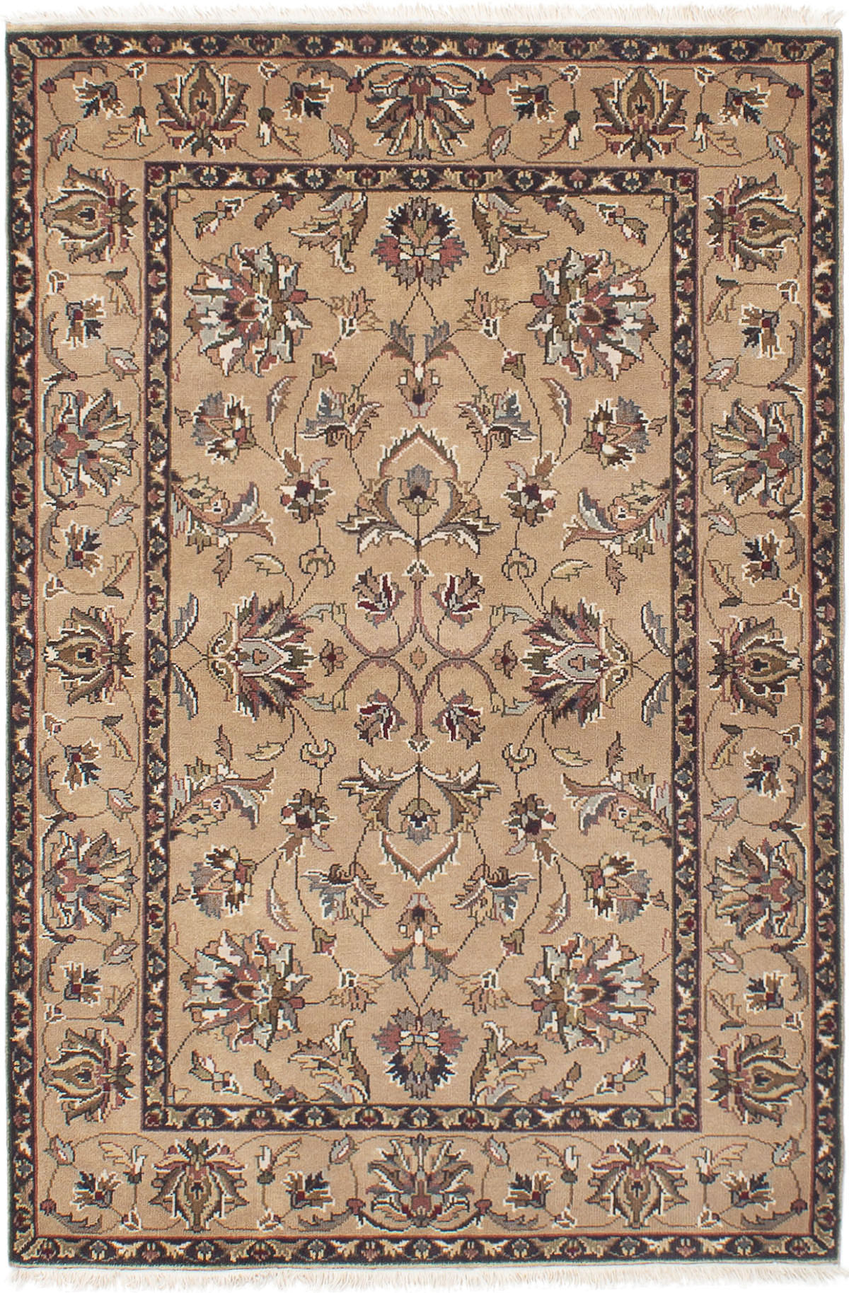 Hand-knotted Royal Kashan Tan Wool Rug 4'0" x 6'0" Size: 4'0" x 6'0"  