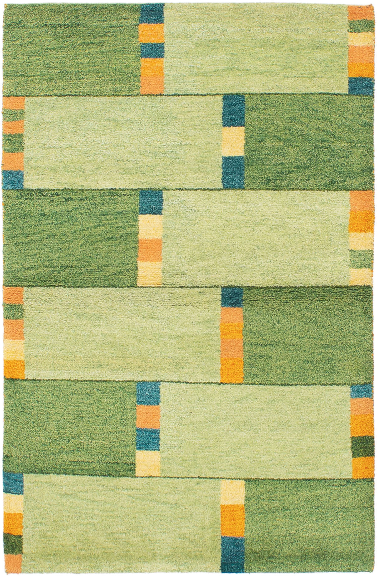 Hand-knotted Indian Gabbeh Green Wool Rug 3'6" x 5'6" Size: 3'6" x 5'6"  