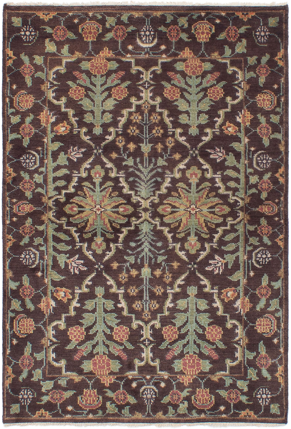 Hand-knotted Royal Mahal Dark Brown Wool Rug 4'0" x 6'0"  Size: 4'0" x 6'0"  