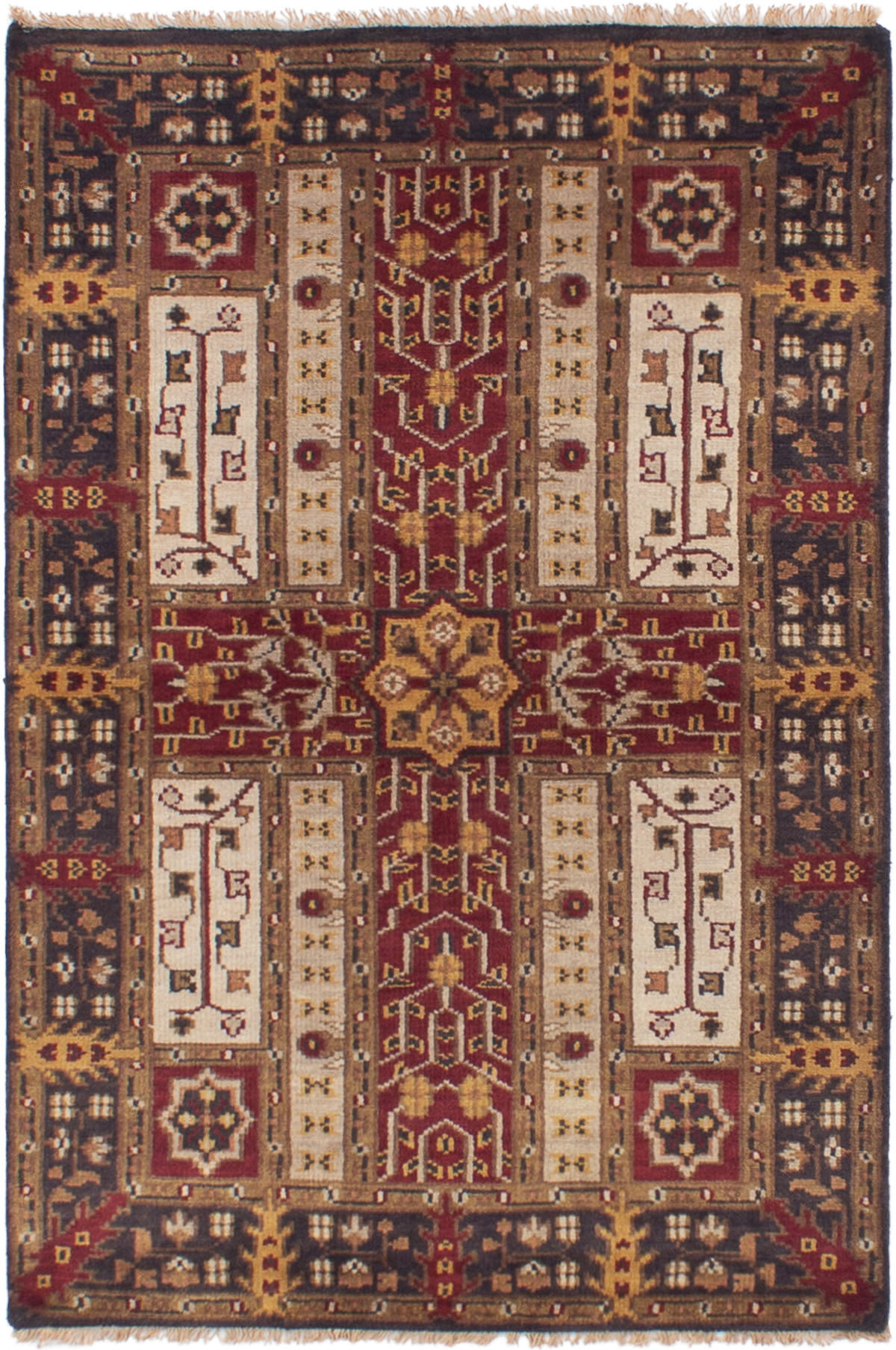 Hand-knotted Royal Mahal Dark Red Wool Rug 3'8" x 5'8" Size: 3'8" x 5'8"  
