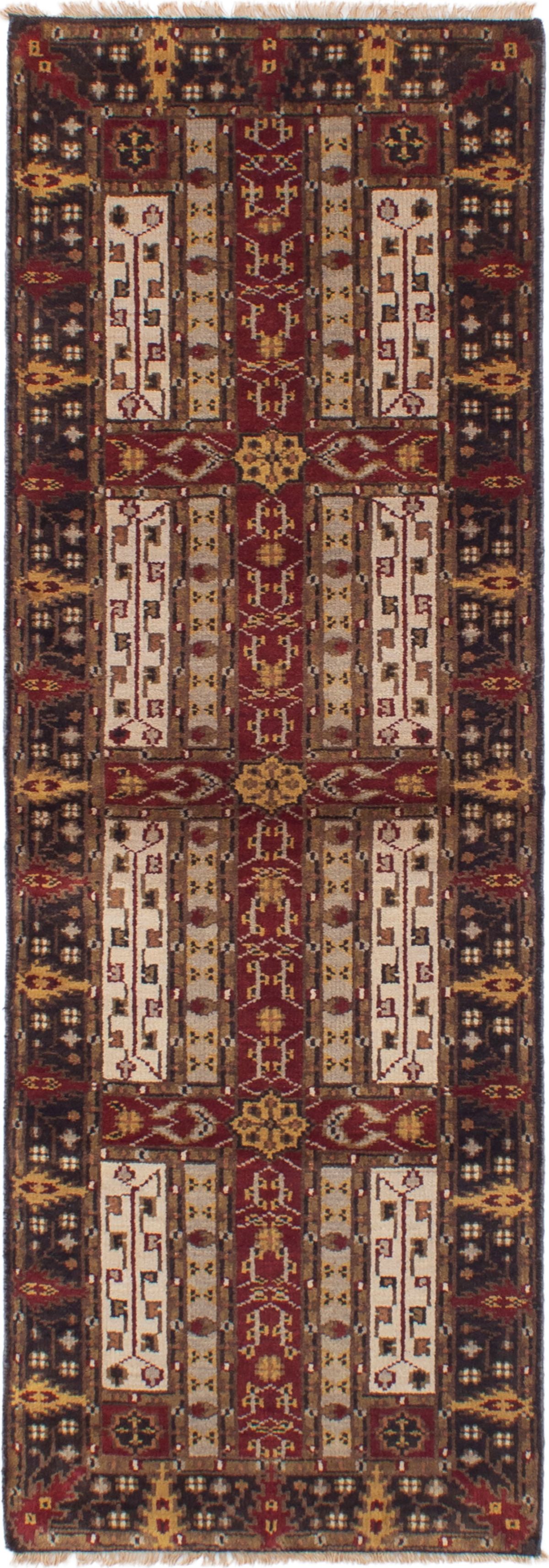 Hand-knotted Royal Mahal Dark Red Wool Rug 2'6" x 8'0" Size: 2'6" x 8'0"  