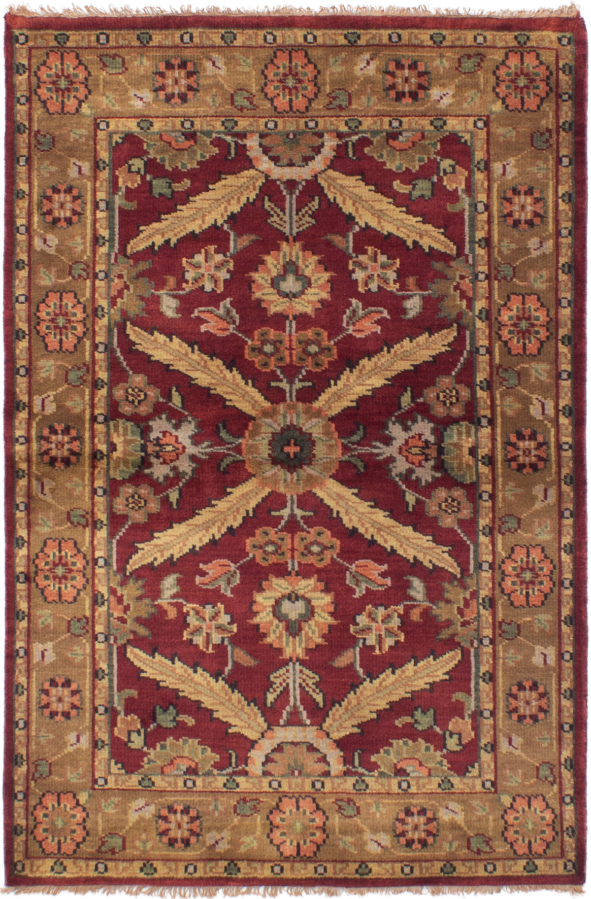 Hand-knotted Royal Mahal Dark Red Wool Rug 3'8" x 5'8"  Size: 3'8" x 5'8"  