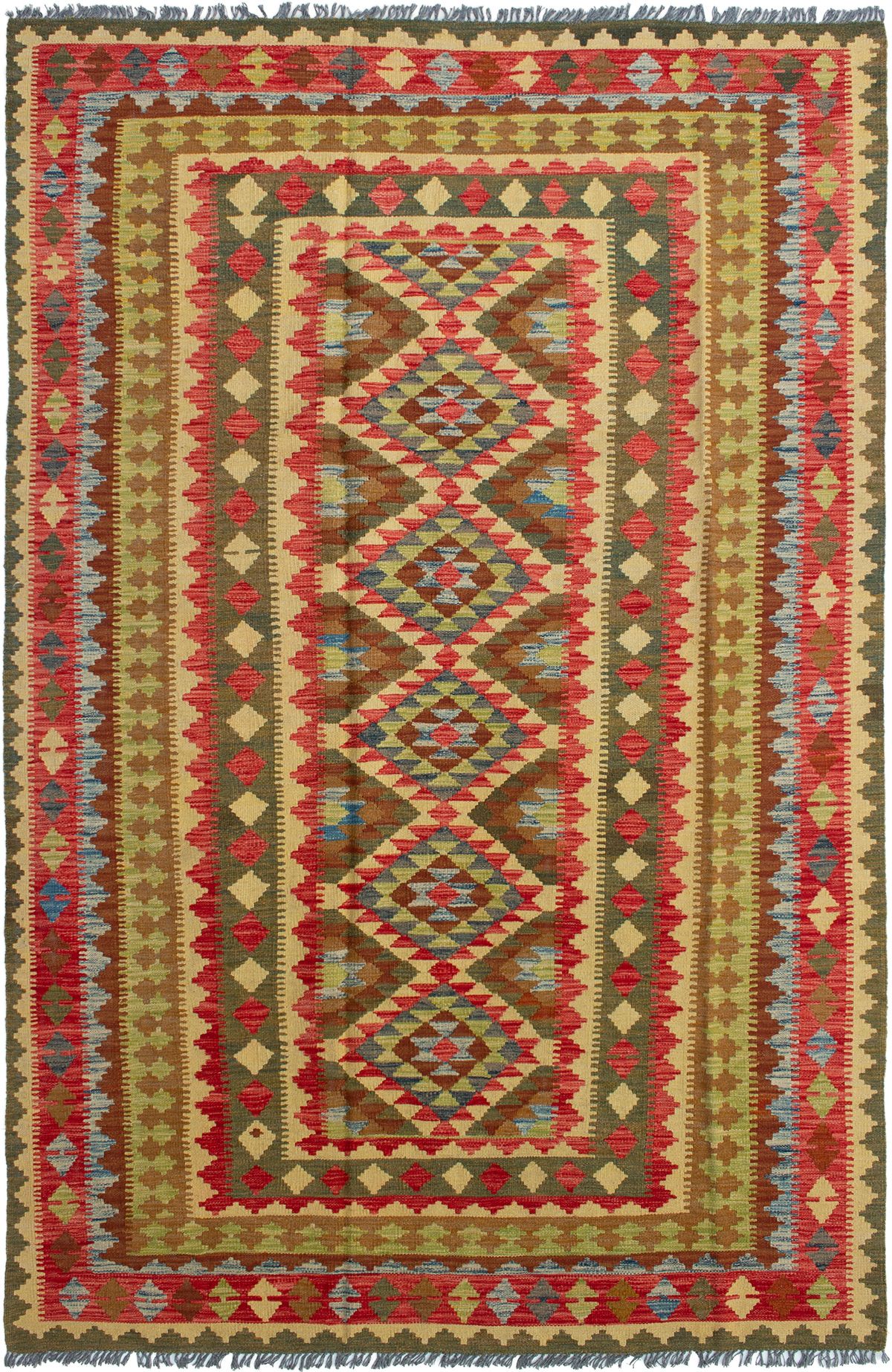 Hand woven Kashkoli FW Red Wool Kilim 6'5" x 10'0" Size: 6'5" x 10'0"  