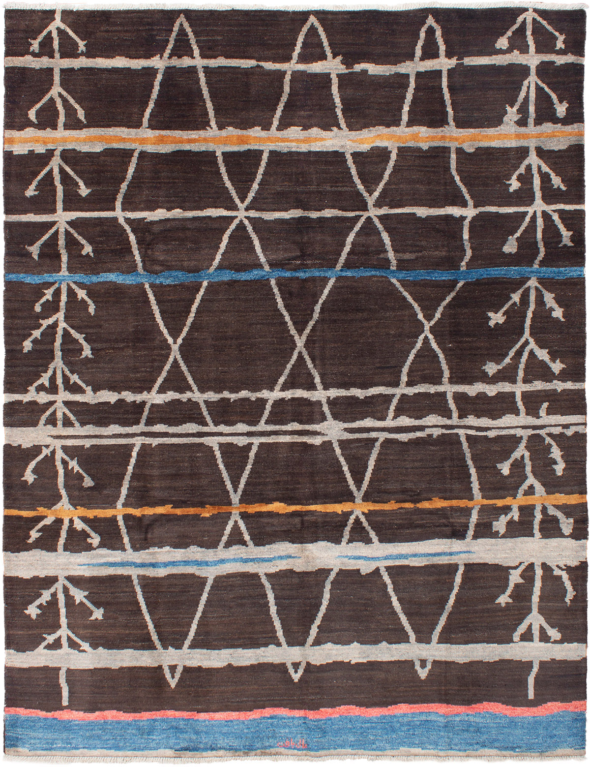 Hand-knotted Shalimar Dark Brown Wool Rug 9'3" x 11'9" Size: 9'3" x 11'9"  