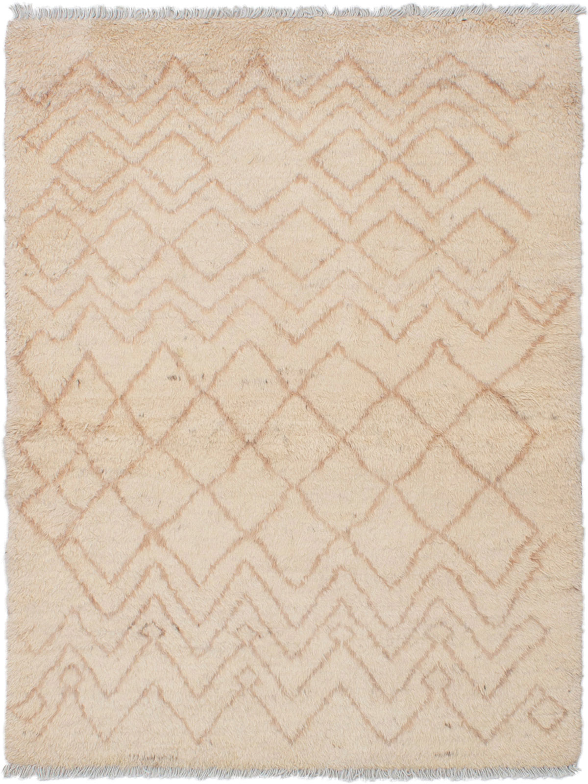 Hand-knotted Tangier Cream Wool Rug 4'7" x 6'1" Size: 4'7" x 6'1"  