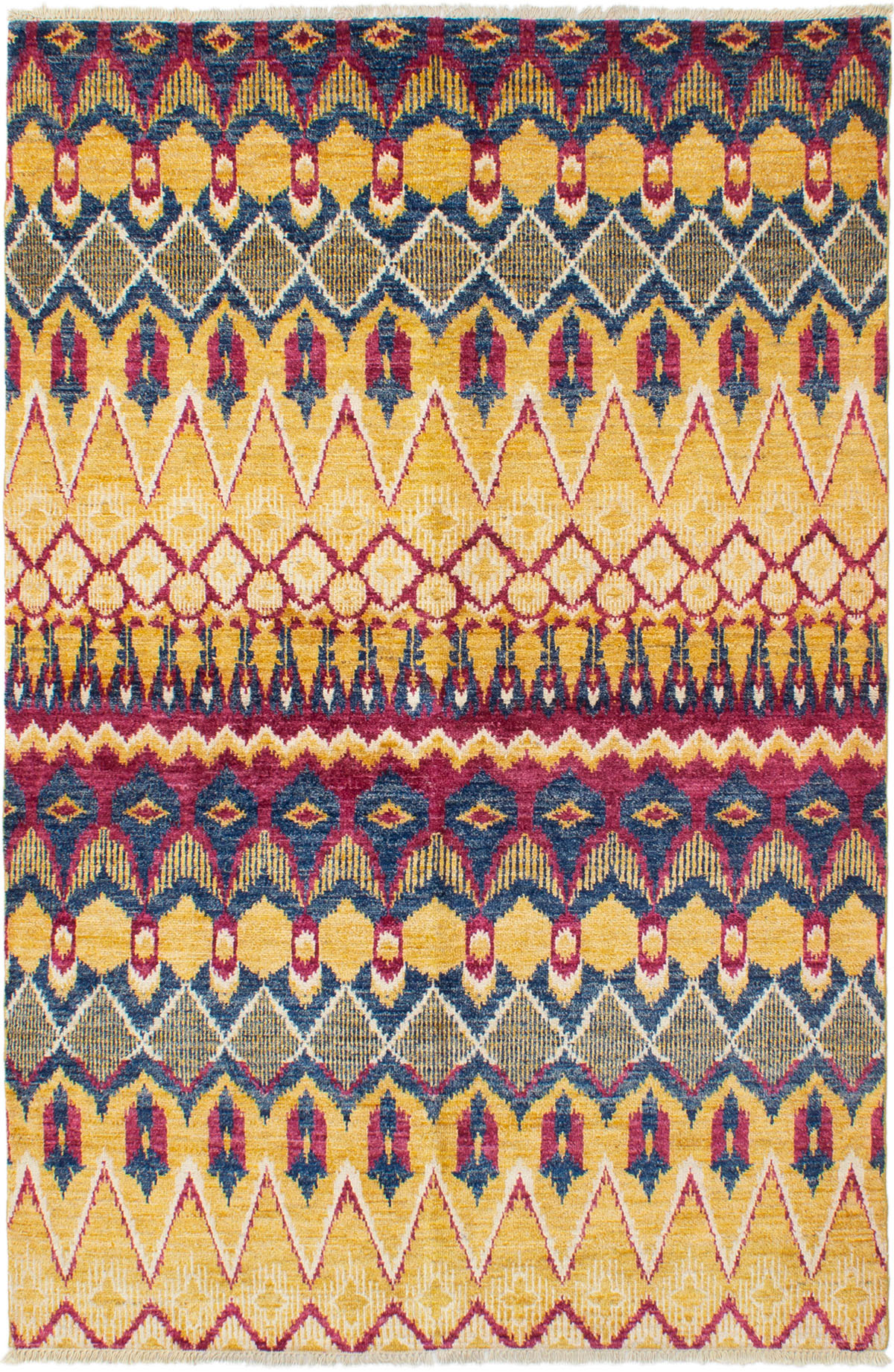 Hand-knotted Shalimar Gold Wool Rug 5'10" x 9'2" Size: 5'10" x 9'2"  