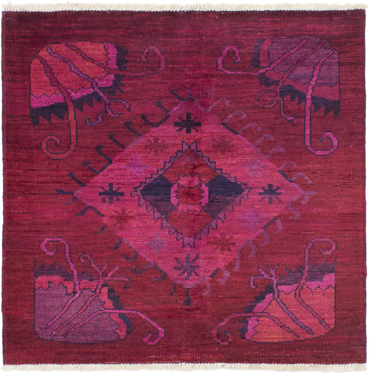 Hand-knotted Vibrance Burgundy Wool Rug 4'10" x 5'2" Size: 4'10" x 5'2"  