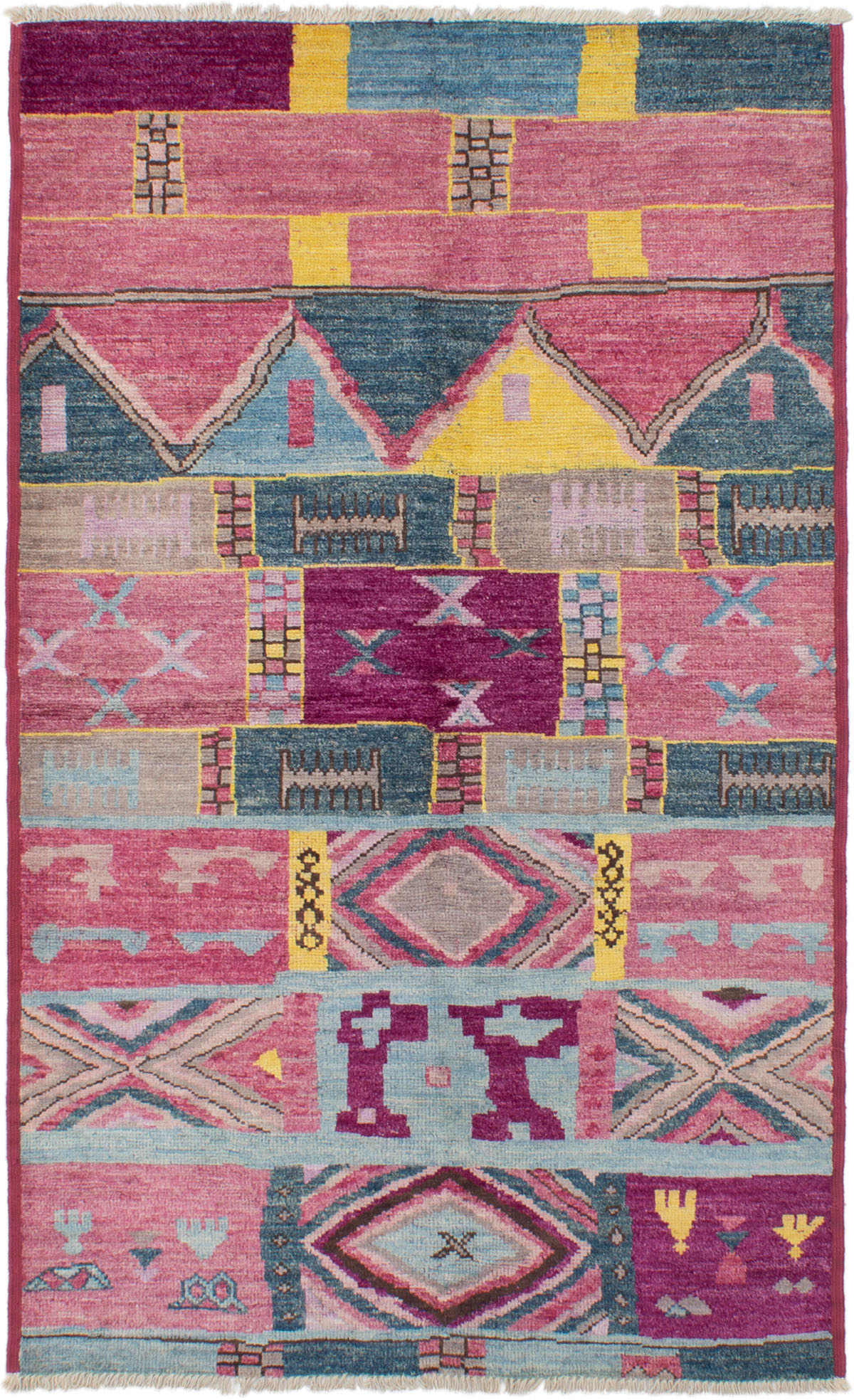 Hand-knotted Shalimar Dark Pink Wool Rug 5'1" x 8'4" Size: 5'1" x 8'4"  