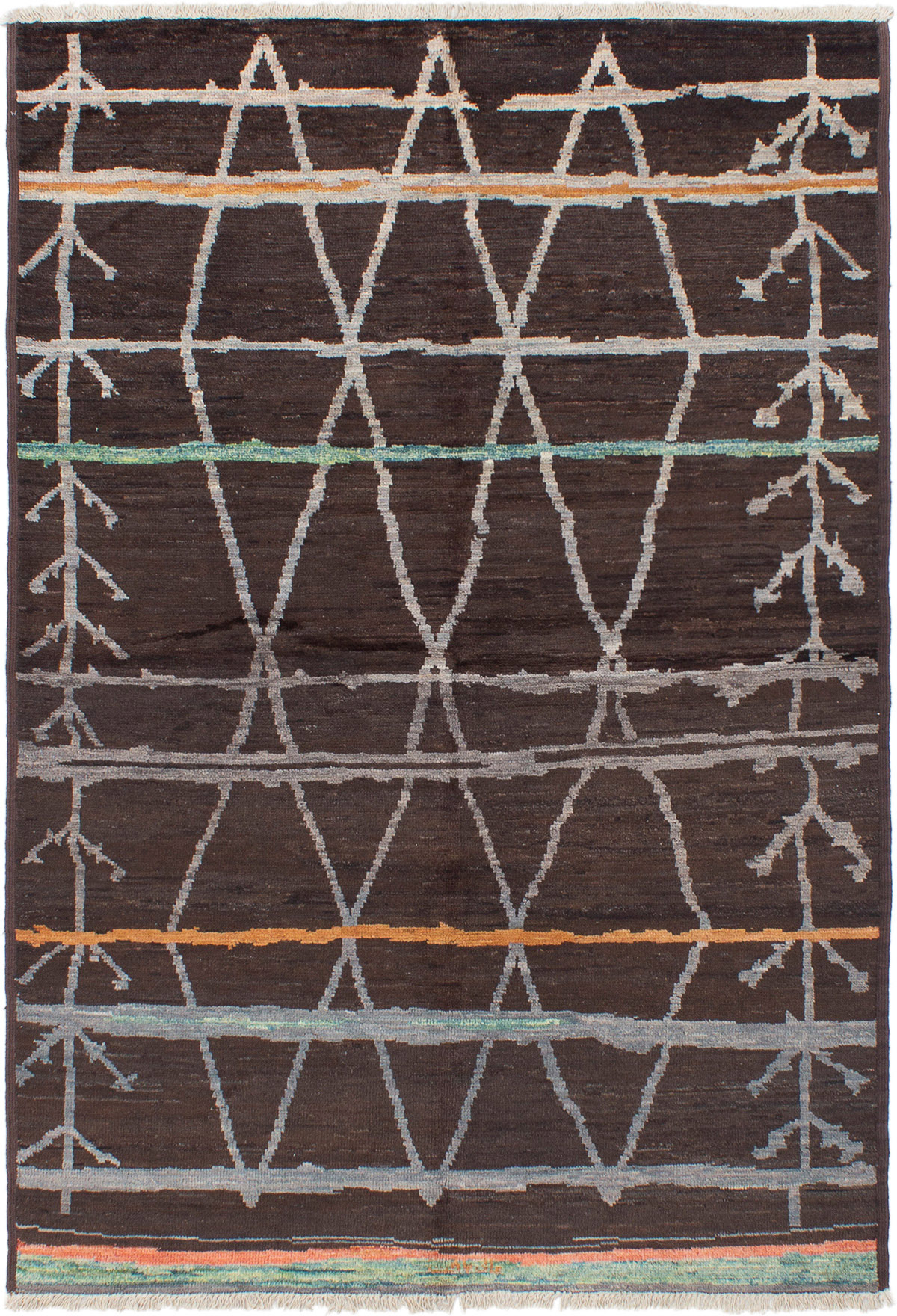 Hand-knotted Shalimar Dark Brown Wool Rug 5'10" x 8'8" Size: 5'10" x 8'8"  
