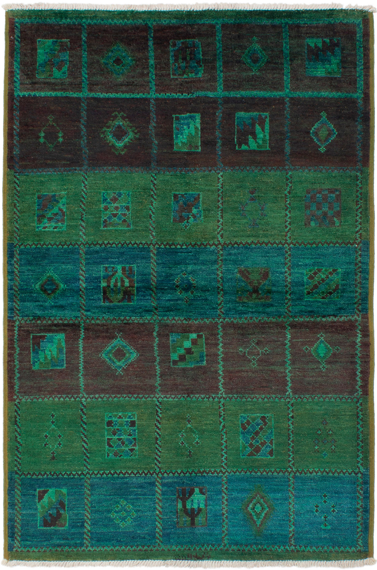 Hand-knotted Vibrance Green Wool Rug 5'5" x 8'3" Size: 5'5" x 8'3"  