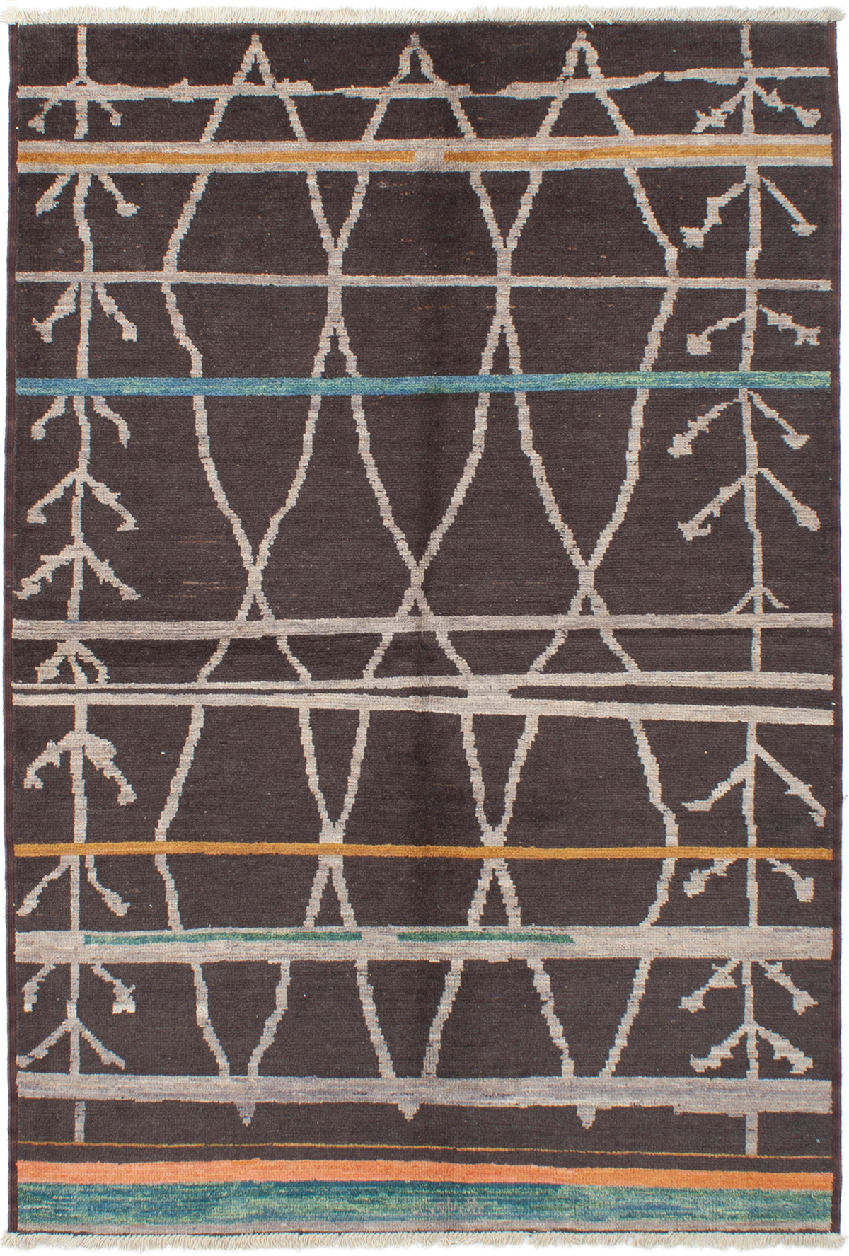 Hand-knotted Shalimar Dark Brown Wool Rug 6'0" x 8'10" Size: 6'0" x 8'10"  