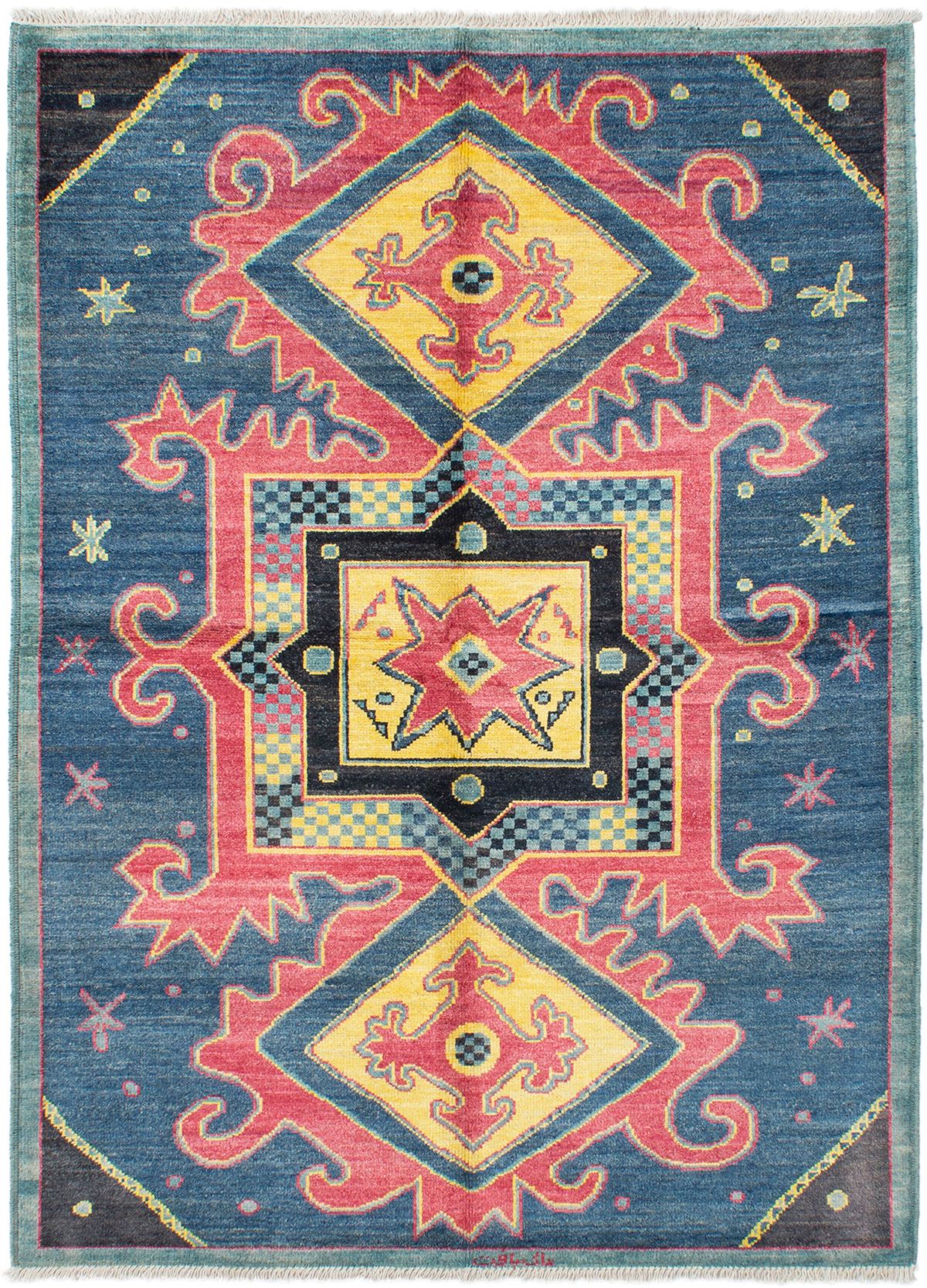 Hand-knotted Shalimar Gold, Red Wool Rug 6'7" x 8'10" Size: 6'7" x 8'10"  