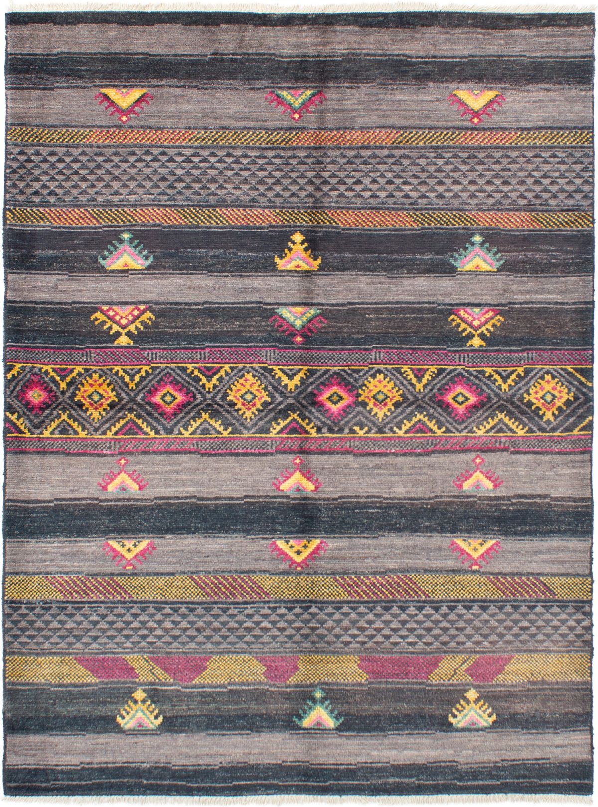 Hand-knotted Shalimar Black, Grey Wool Rug 6'5" x 8'8" Size: 6'5" x 8'8"  