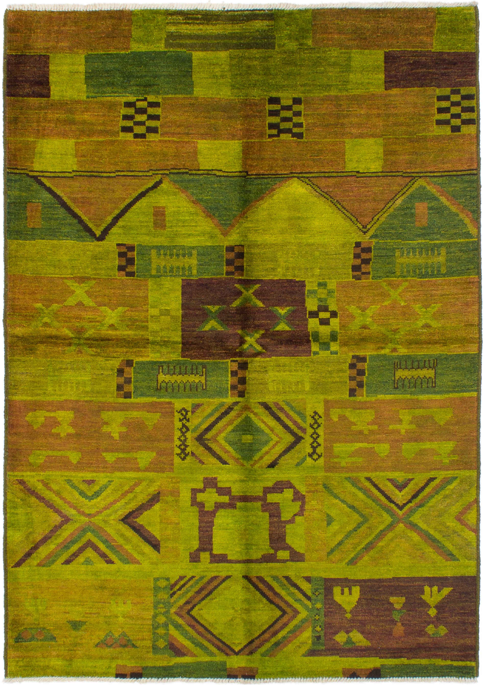 Hand-knotted Vibrance Light Green Wool Rug 6'3" x 8'9" Size: 6'3" x 8'9"  