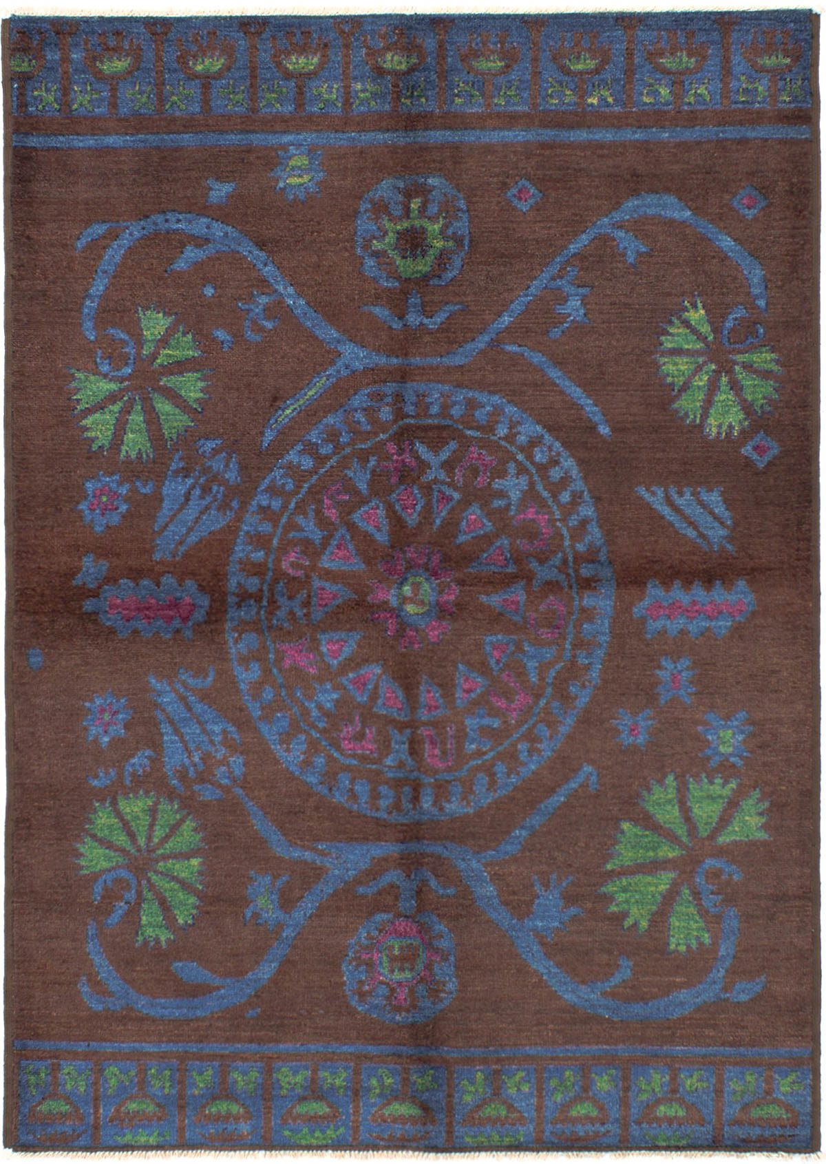Hand-knotted Shalimar Dark Brown Wool Rug 6'5" x 9'0" Size: 6'5" x 9'0"  