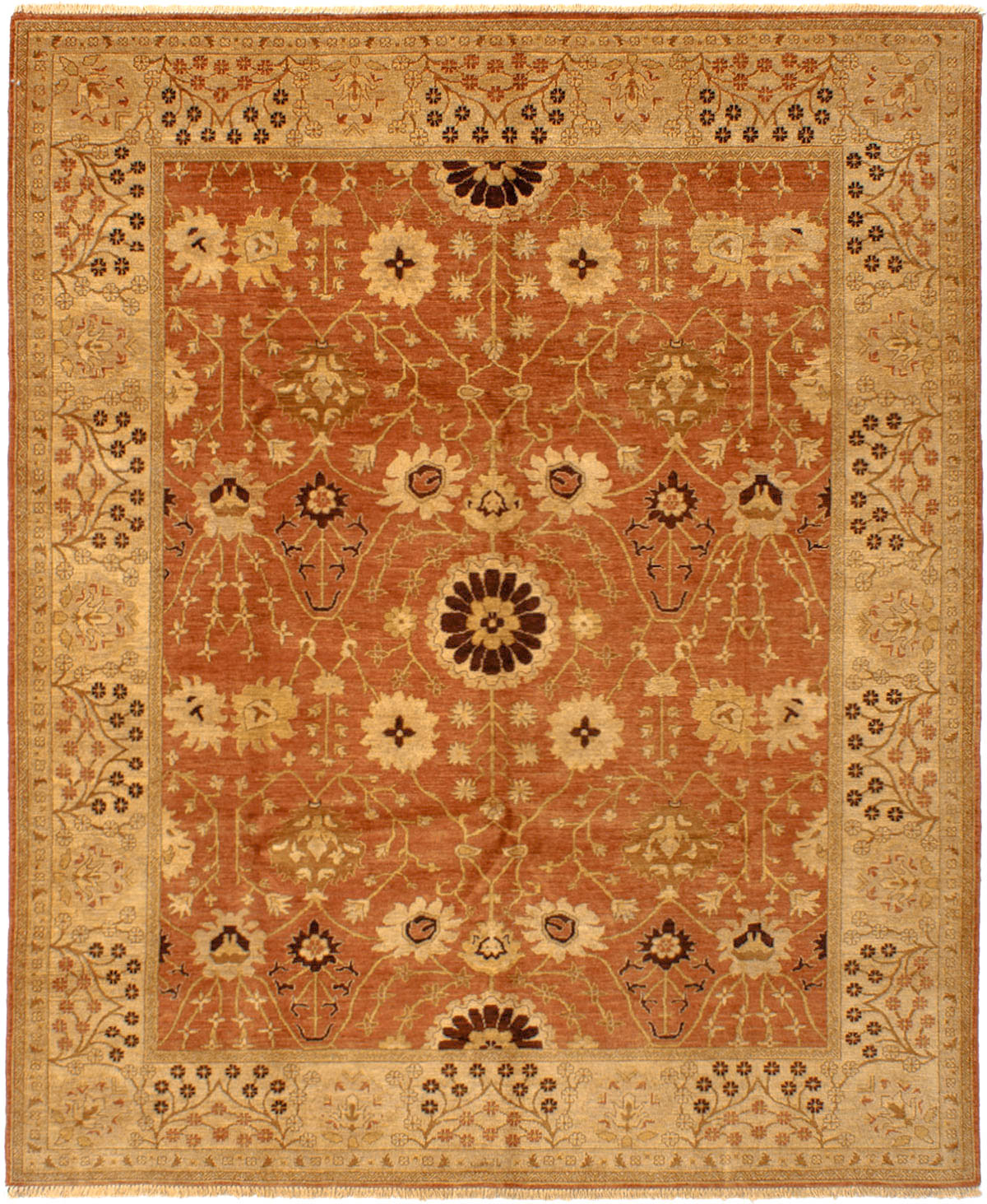 Hand-knotted Chobi Finest Copper Wool Rug 8'0" x 9'10" Size: 8'0" x 9'10"  
