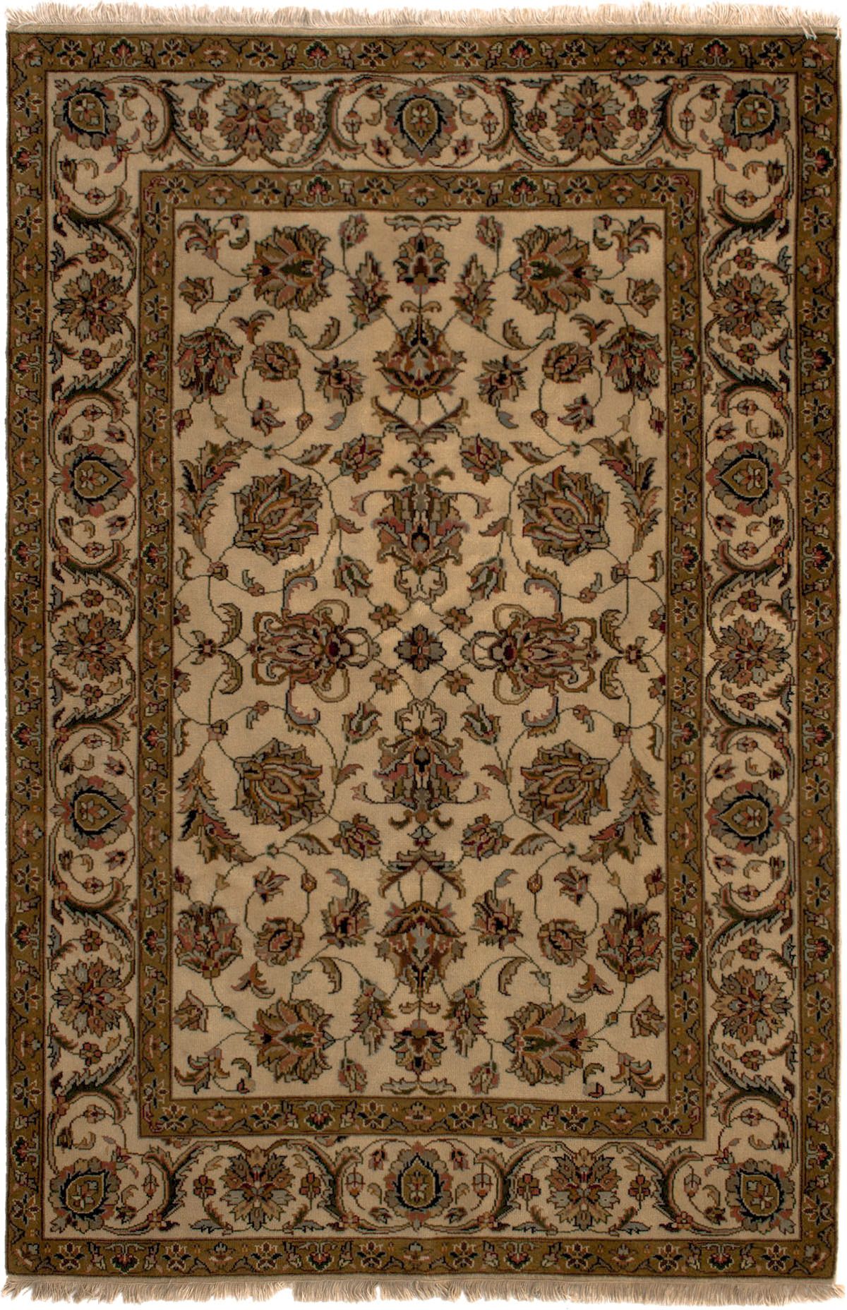Hand-knotted Royal Kashan Cream Wool Rug 5'7" x 8'7" Size: 5'7" x 8'7"  