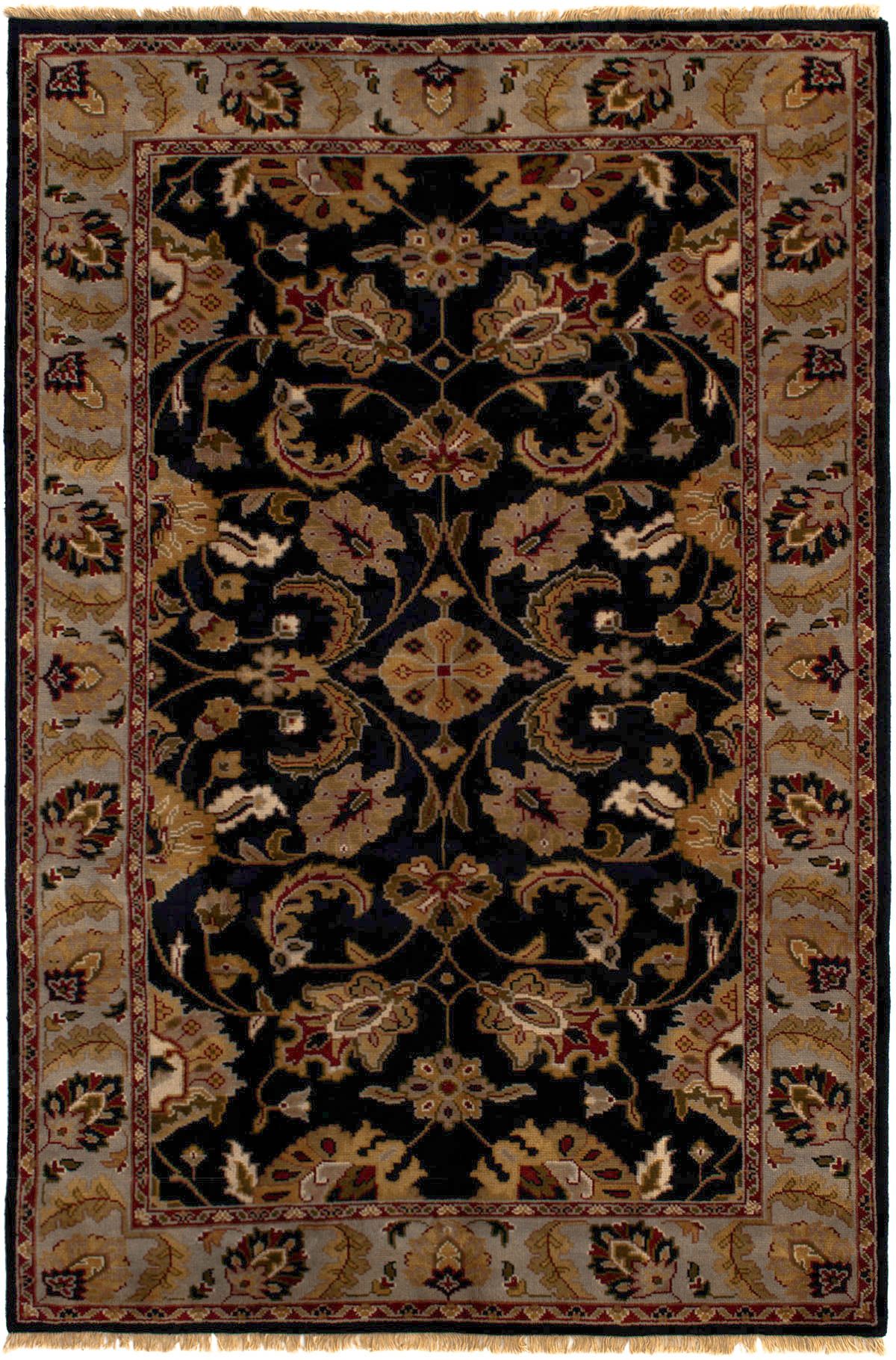 Hand-knotted Royal Mahal Black Wool Rug 5'7" x 8'5" Size: 5'7" x 8'5"  