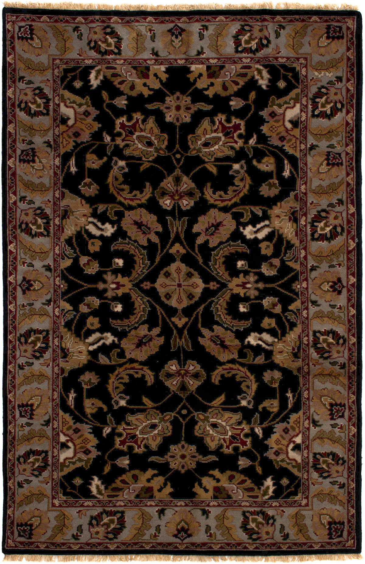 Hand-knotted Royal Mahal Black Wool Rug 5'7" x 8'9" Size: 5'7" x 8'9"  