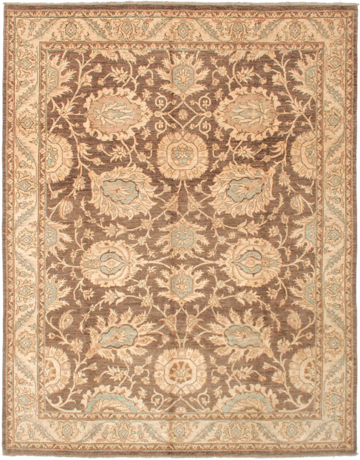 Hand-knotted Peshawar Finest Dark Brown Wool Rug 8'2" x 10'3" Size: 8'2" x 10'3"  