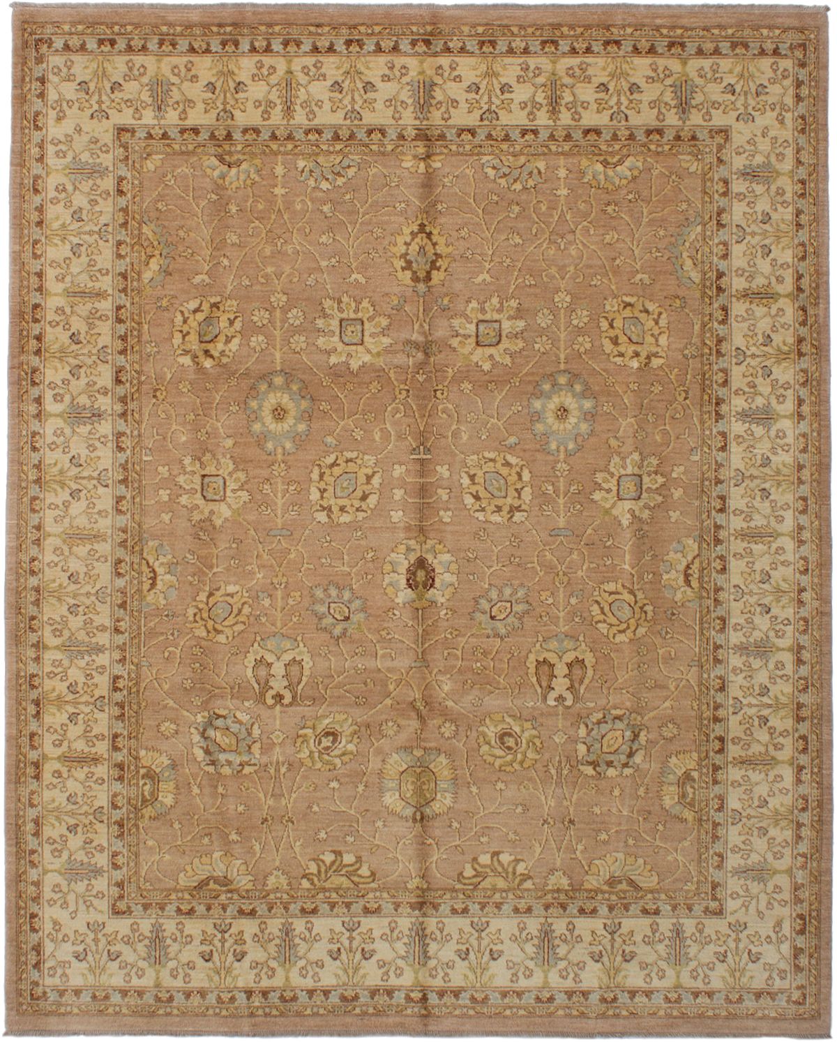 Hand-knotted Peshawar Finest Tan Wool Rug 8'2" x 10'0" Size: 8'2" x 10'0"  