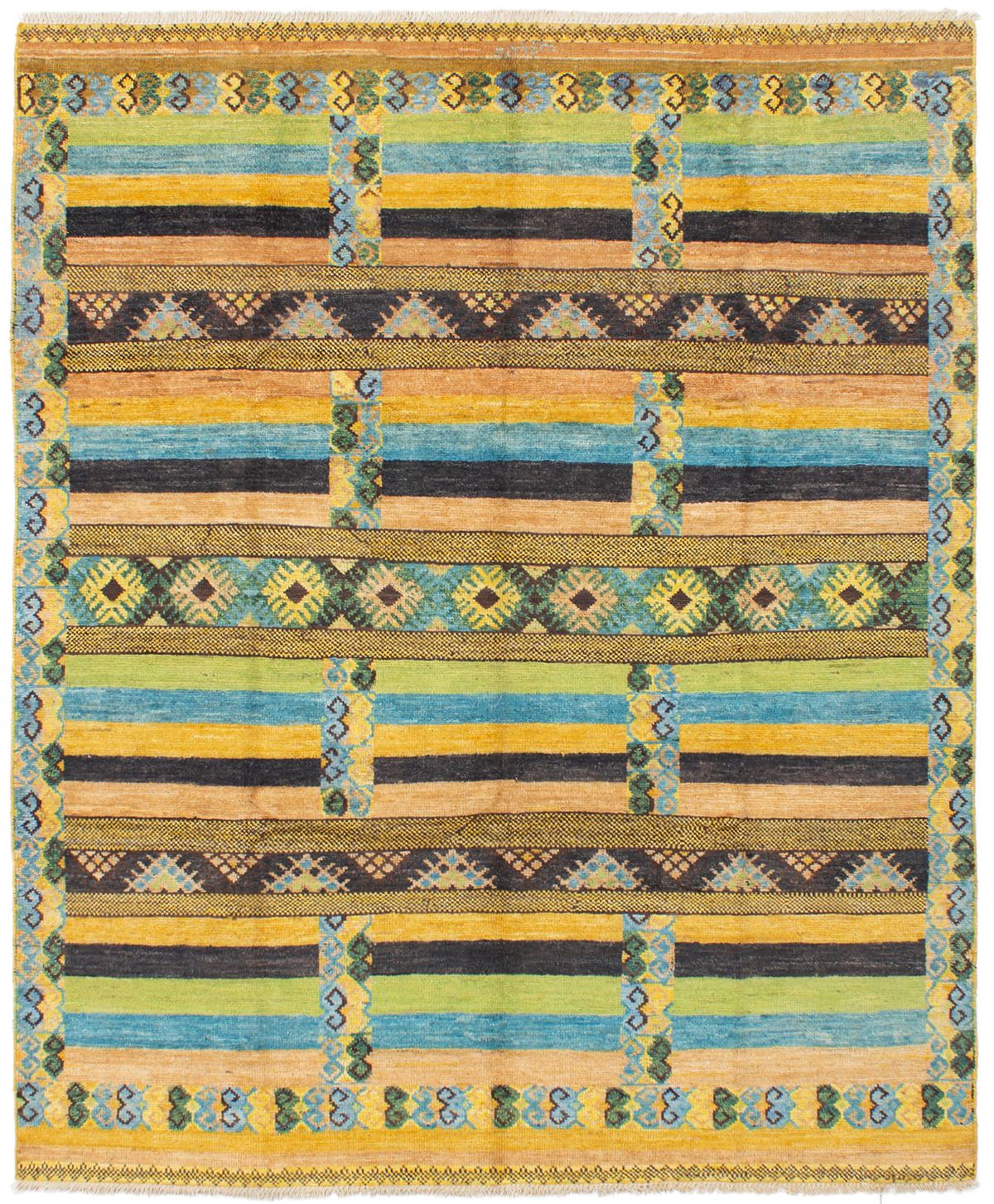 Hand-knotted Shalimar Dark Gold, Light Green Wool Rug 8'3" x 9'10" Size: 8'3" x 9'10"  