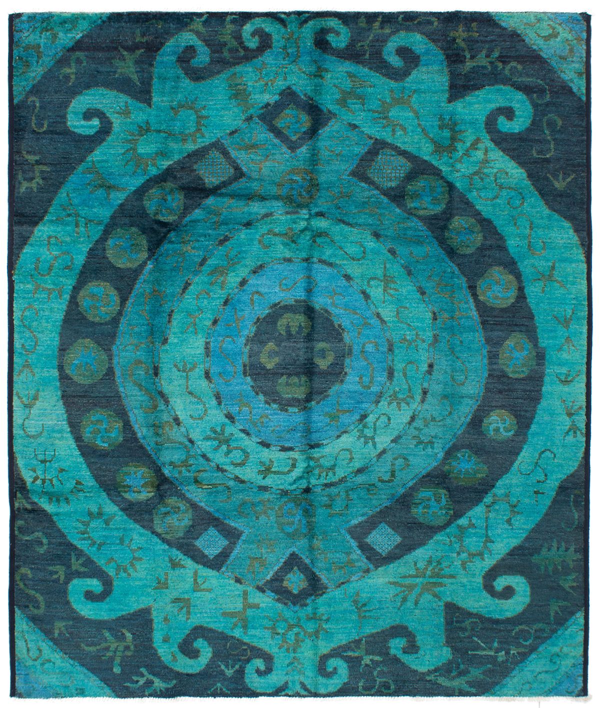 Hand-knotted Vibrance Aqua Wool Rug 8'4" x 9'8" Size: 8'4" x 9'8"  
