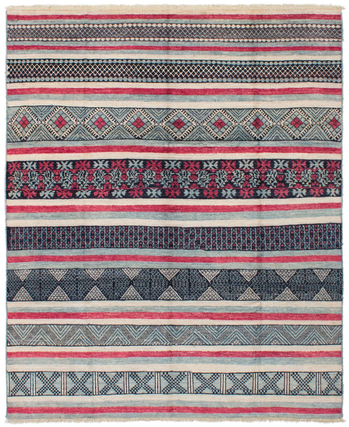 Hand-knotted Shalimar Light Grey, Red Wool Rug 8'7" x 9'10" Size: 8'7" x 9'10"  