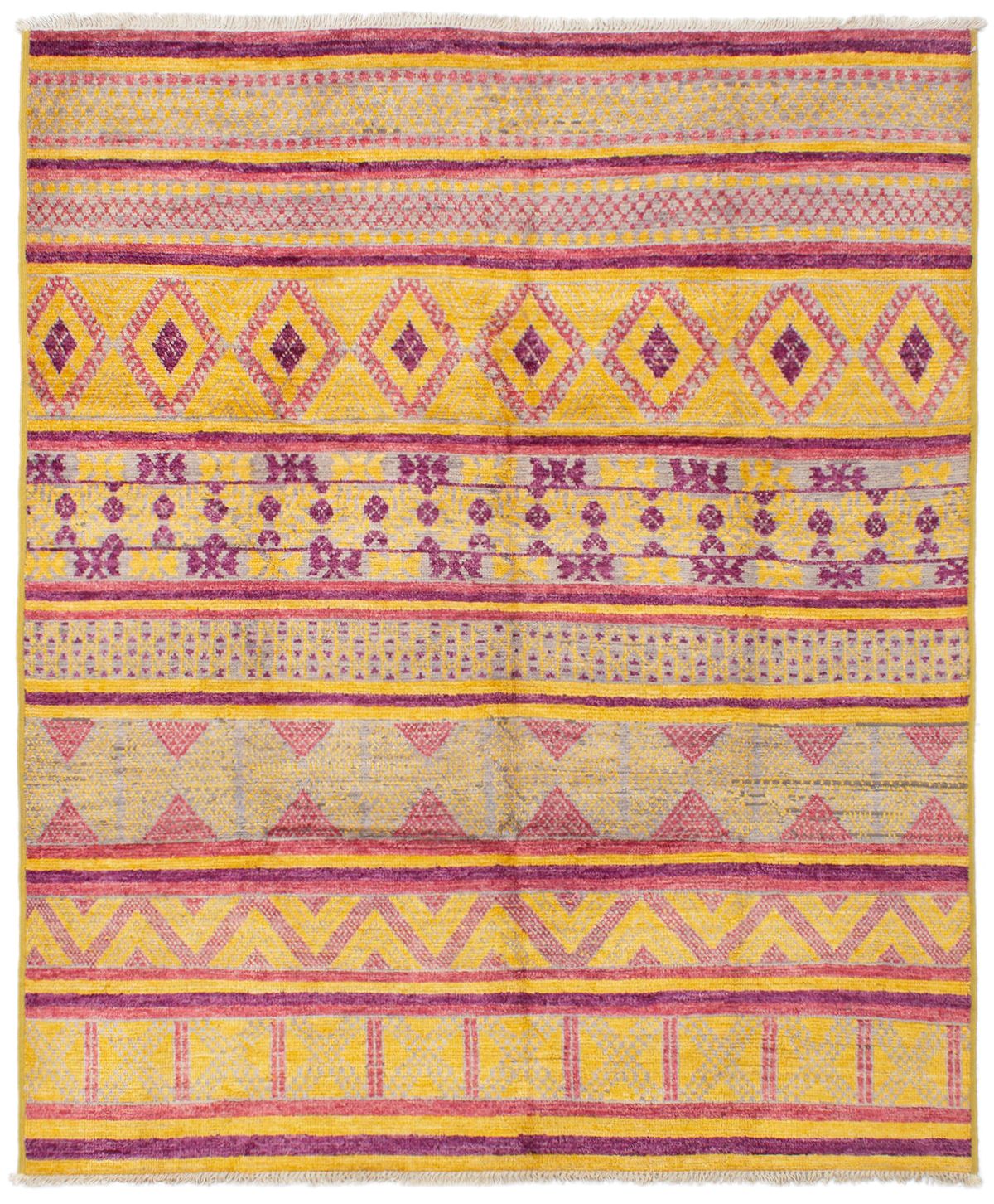 Hand-knotted Shalimar Gold Wool Rug 8'1" x 9'8" Size: 8'1" x 9'8"  