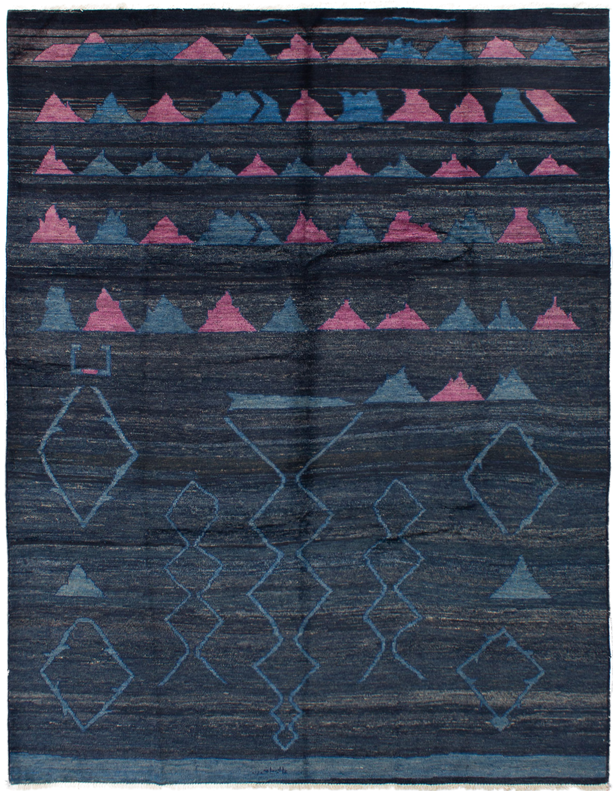 Hand-knotted Vibrance Dark Navy Wool Rug 9'1" x 11'8" Size: 9'1" x 11'8"  