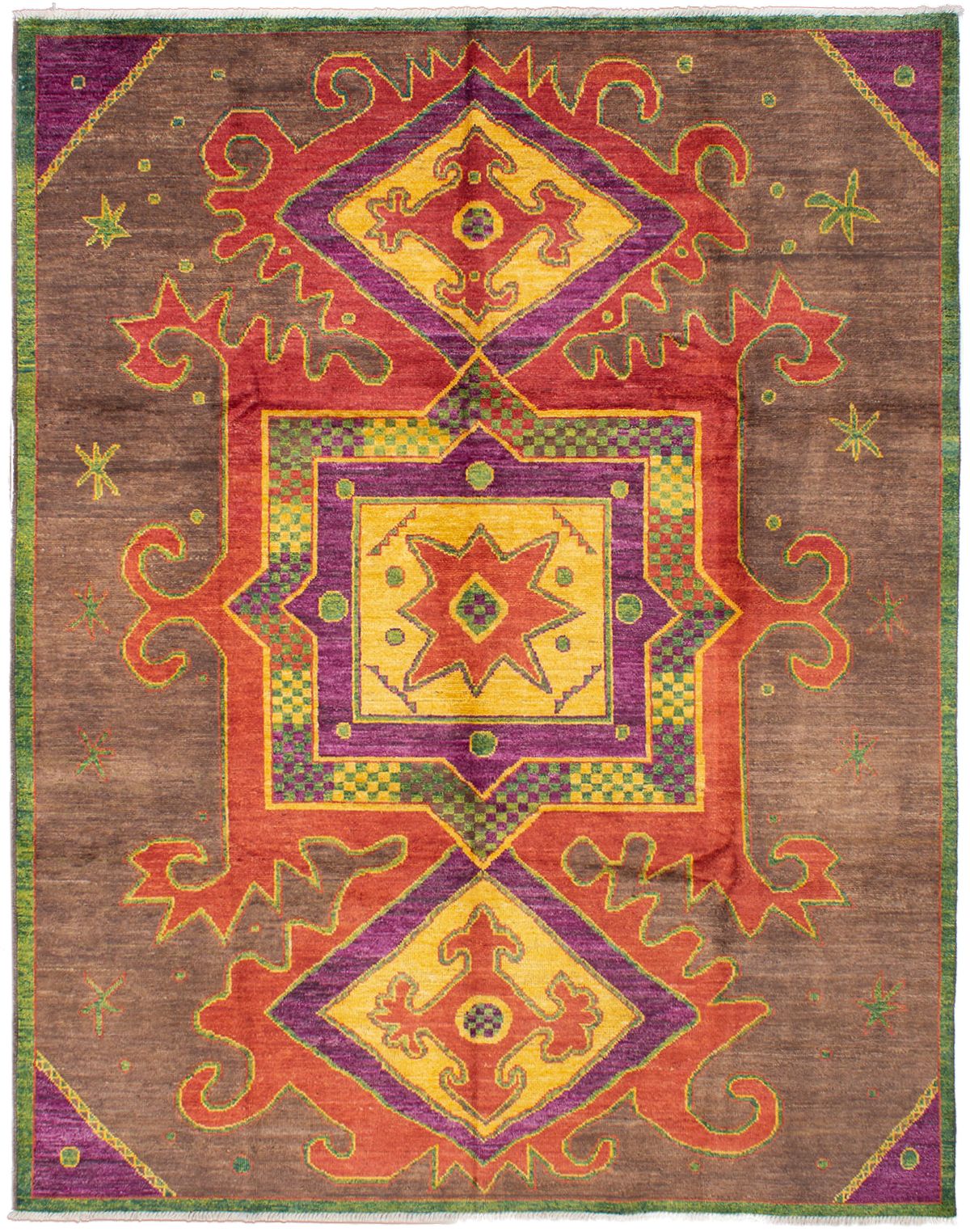 Hand-knotted Shalimar Brown, Dark Copper Wool Rug 9'3" x 12'0" Size: 9'3" x 12'0"  